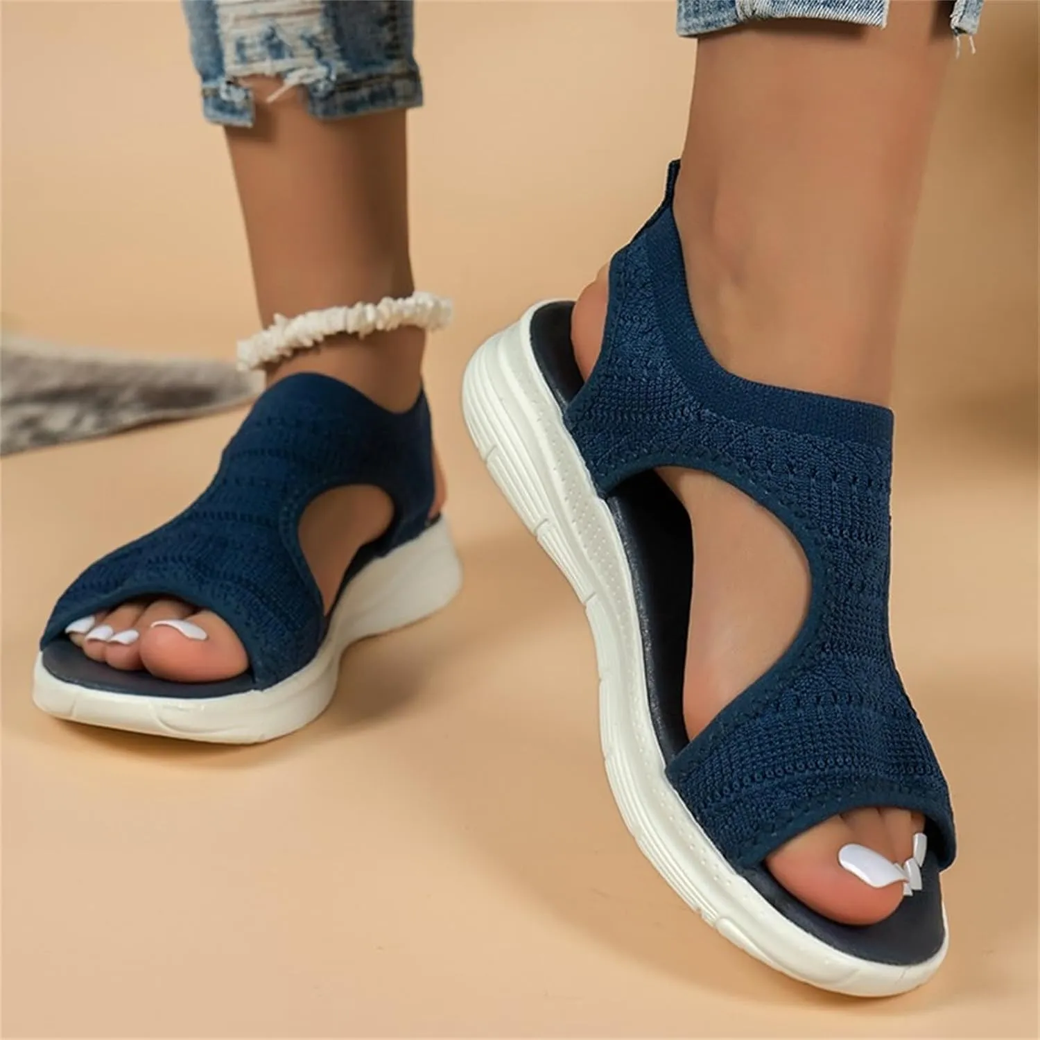 Wide Width Orthopedic Sandals for Women with Arch Support Ladies Summer Wedge Shoes Walking Platform Casual Outdoor Sandals Comfy Washable Slide Sport Open Toe Memory Foam Shoes