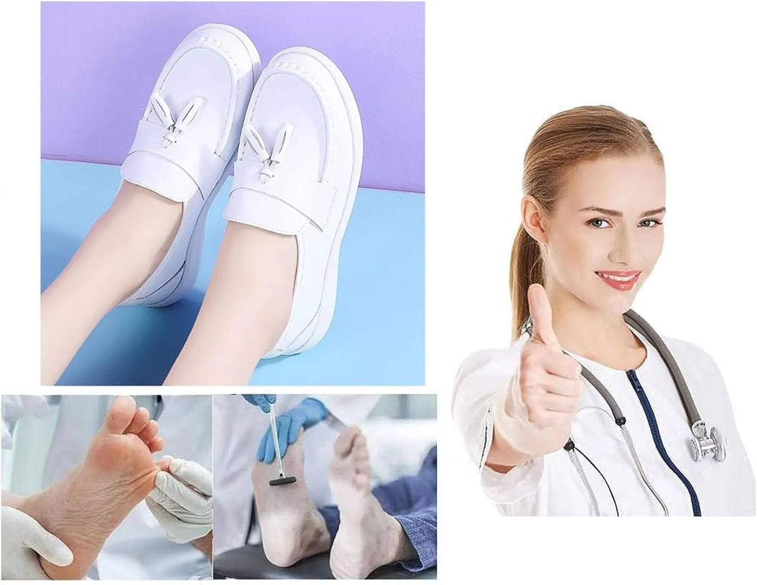 Women Fashionable Moccasins, White Breathable Slip-On Soft Bottom Nurse Working Shoes, Cute Casual Non-Slip Walking Driving Shoes, for Mother Day Birthday Anniversary
