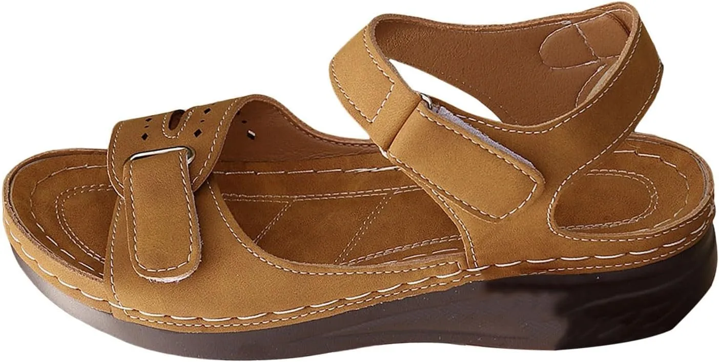 Women Orthopedic Sandals Dressy Summer Comfortable Walking Slides Sandals Fashion Open Toe Adjustable Ankle Strap Slip On Sandal Casual Slingback Shoes