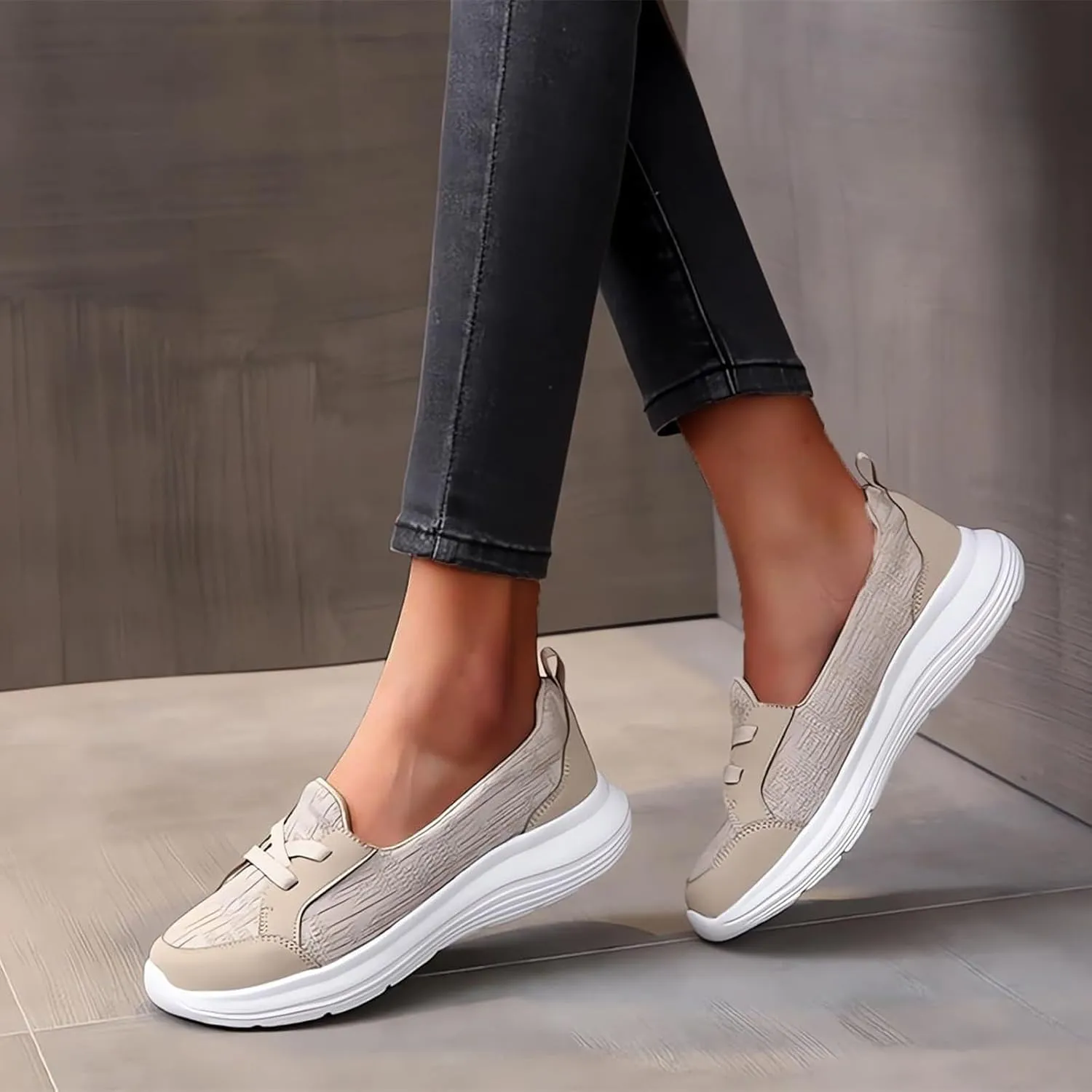Women Orthopedic Walking Shoes Breathable Slip On Arch Support for On The Go 2025 Comfortable Loafers Wide Width Fit Non Slip Sneakers