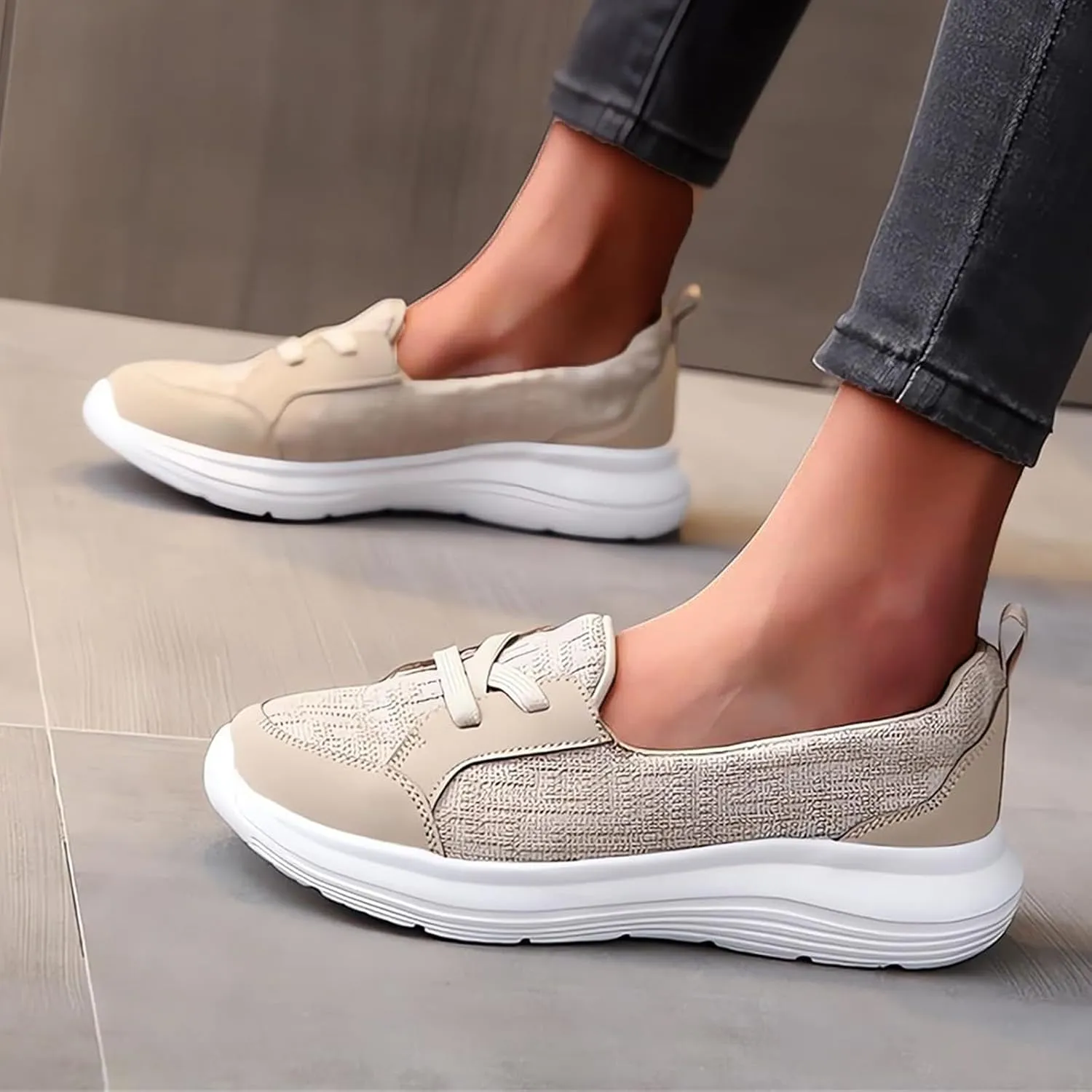 Women Orthopedic Walking Shoes Breathable Slip On Arch Support for On The Go 2025 Comfortable Loafers Wide Width Fit Non Slip Sneakers
