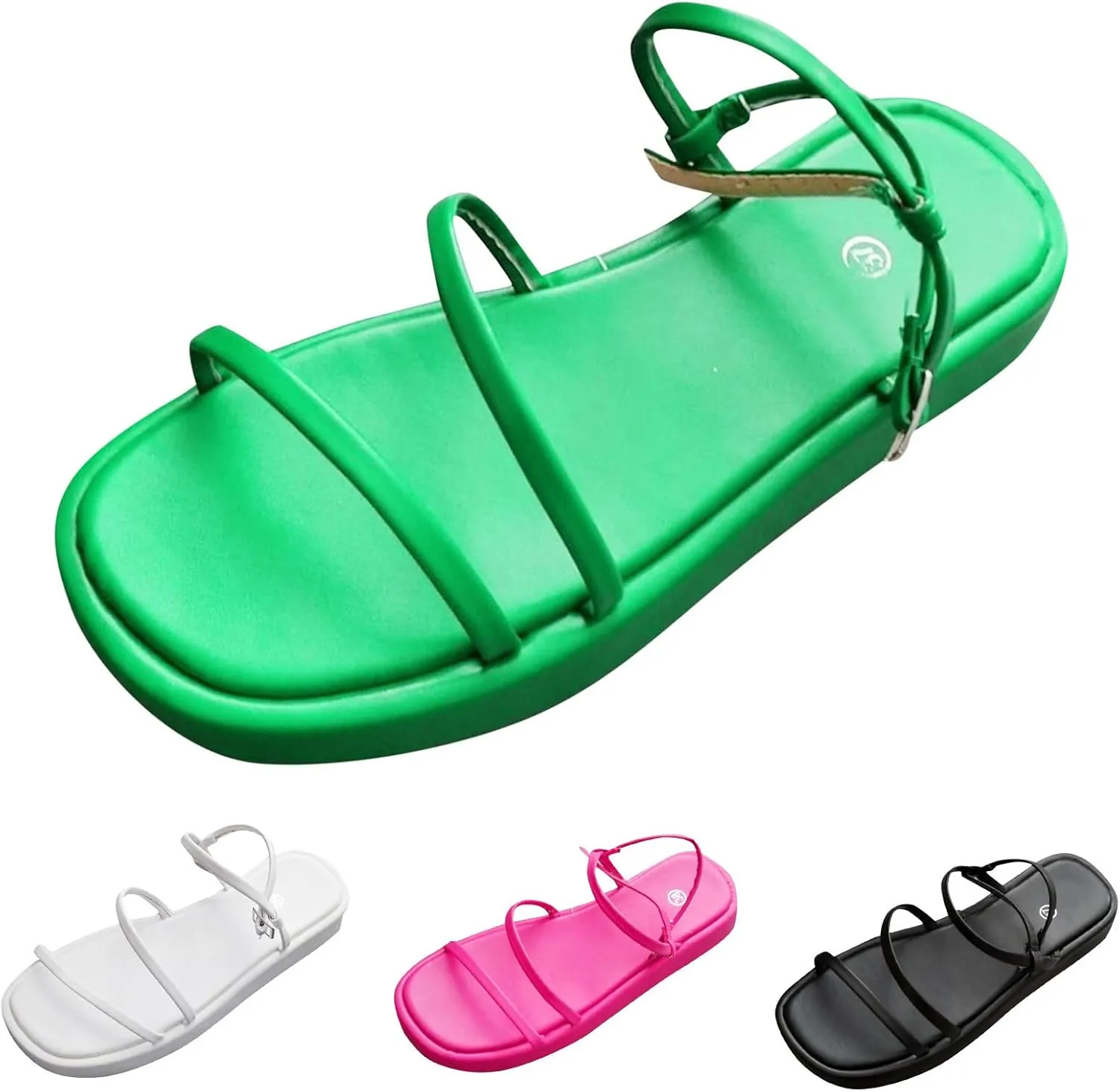 Women Sandals Fashionable New Pattern Summer Open Toe Comfortable Buckle Up Thick Bottom Flat Jelly Sandals for