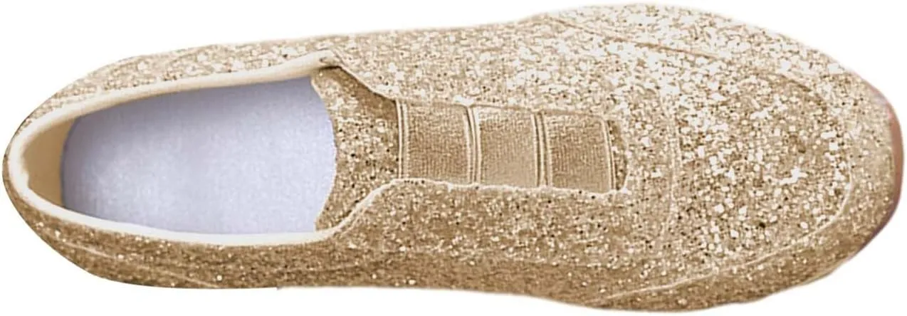 Women Sequins Sparkly Trainers Women Glitter Slip On Casual Comfortable Shoes Rhinestone Wedding Bridal Shiny Sneakers