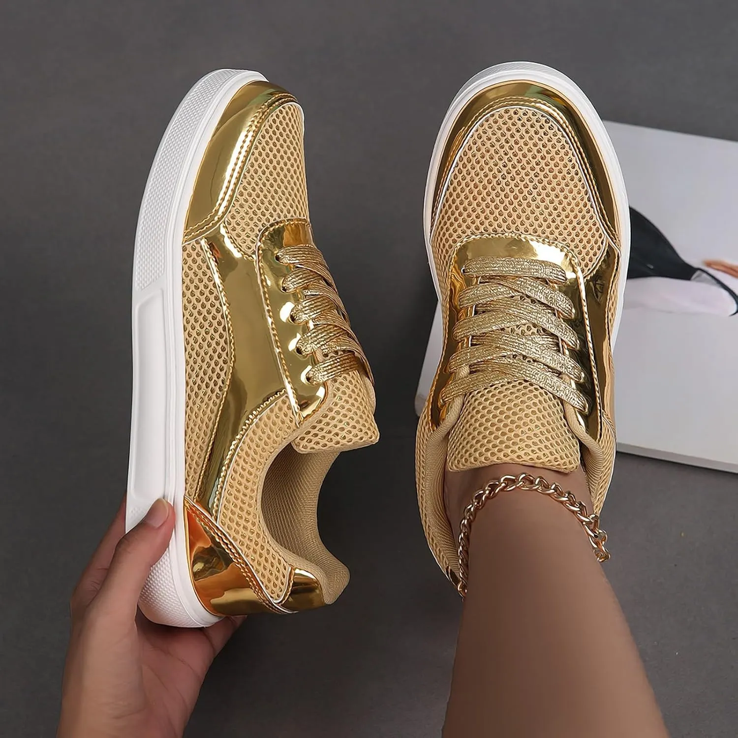 Women Slip On Trainers Ladies Walking Breathable Casual Sneakers Running Orthopedic Shoes Womens Wide Fit Trainer