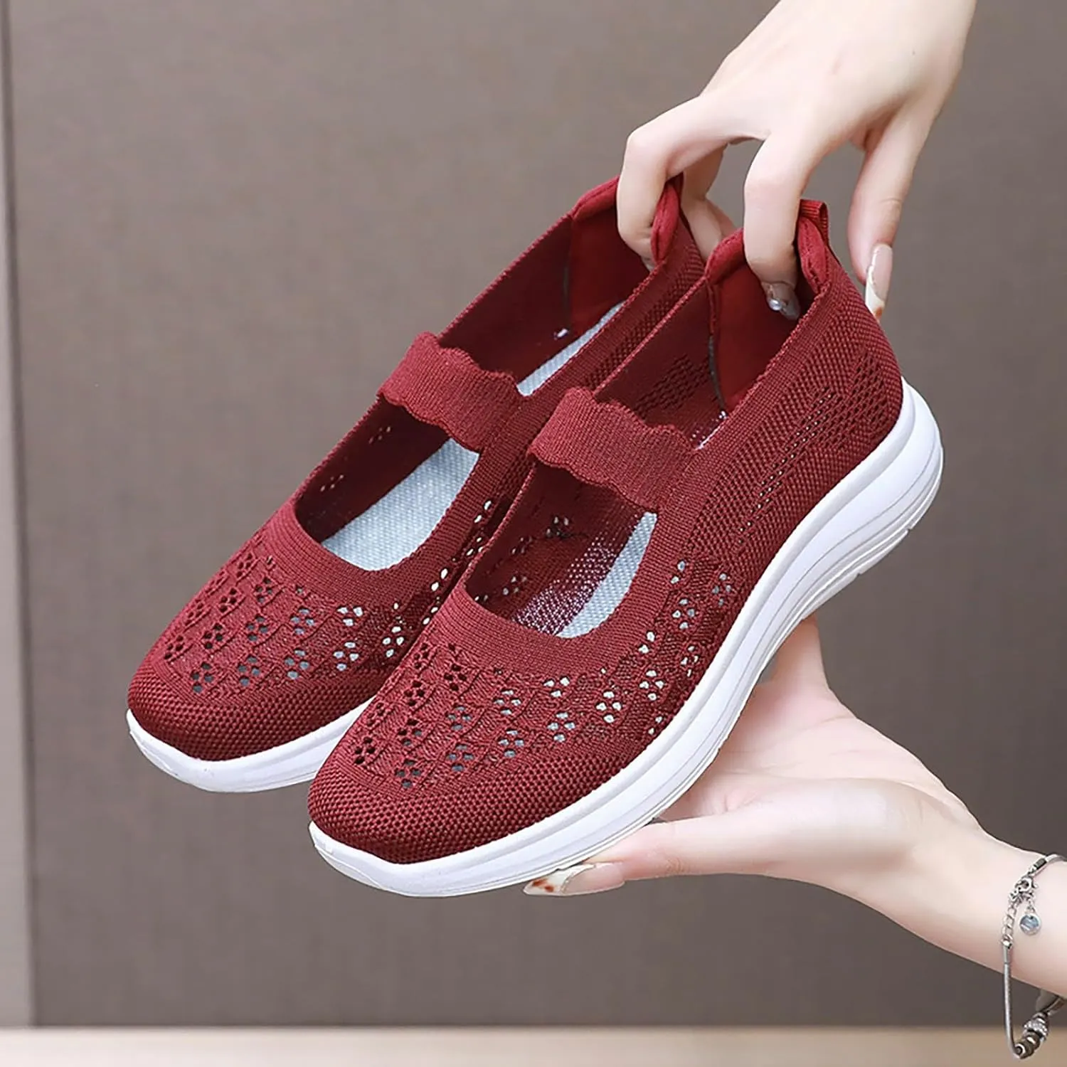 Women Slip-On Trainers Ladies Walking Breathable Casual Work Sneakers Running Orthopedic Shoes Womens Wide Fit Trainer
