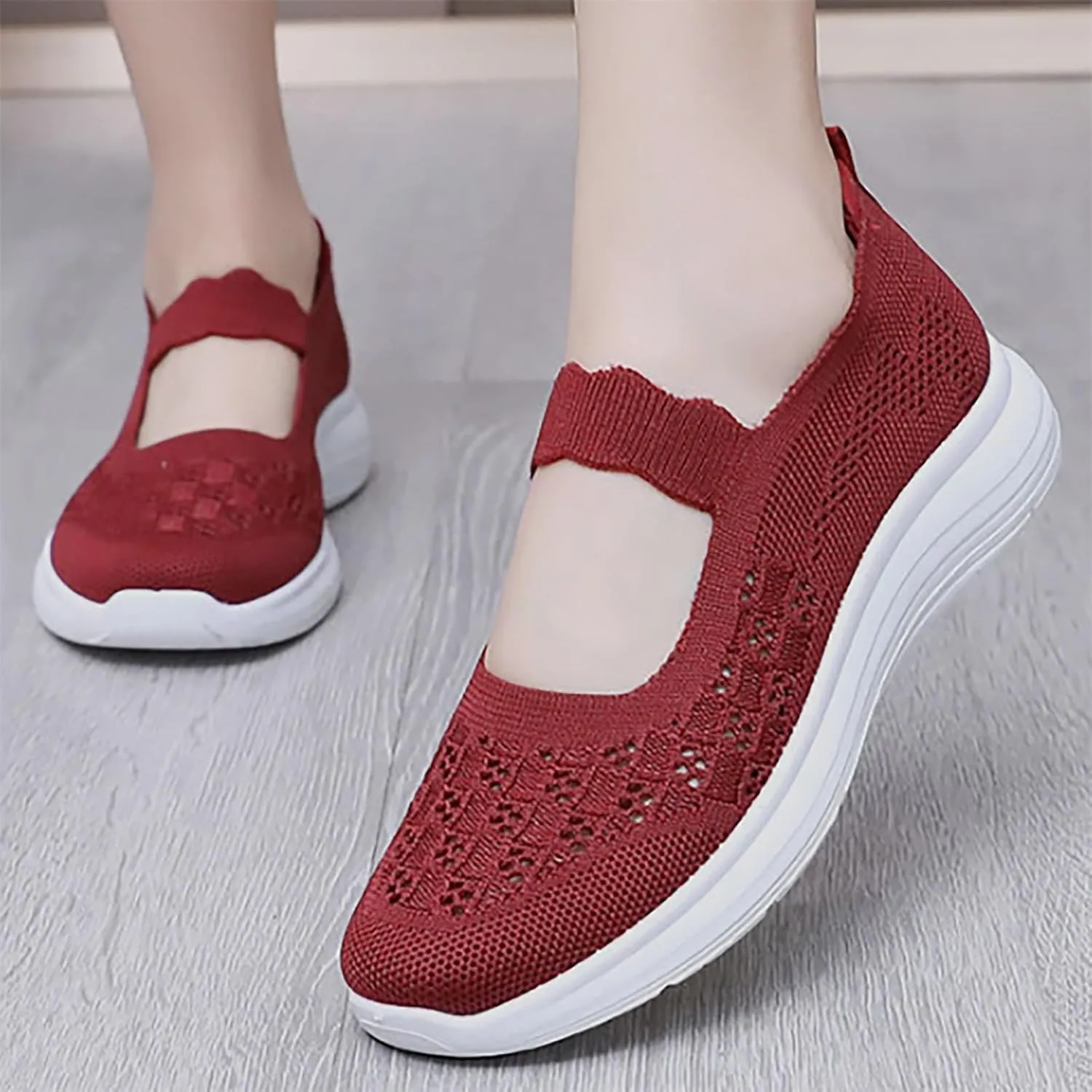 Women Slip-On Trainers Ladies Walking Breathable Casual Work Sneakers Running Orthopedic Shoes Womens Wide Fit Trainer