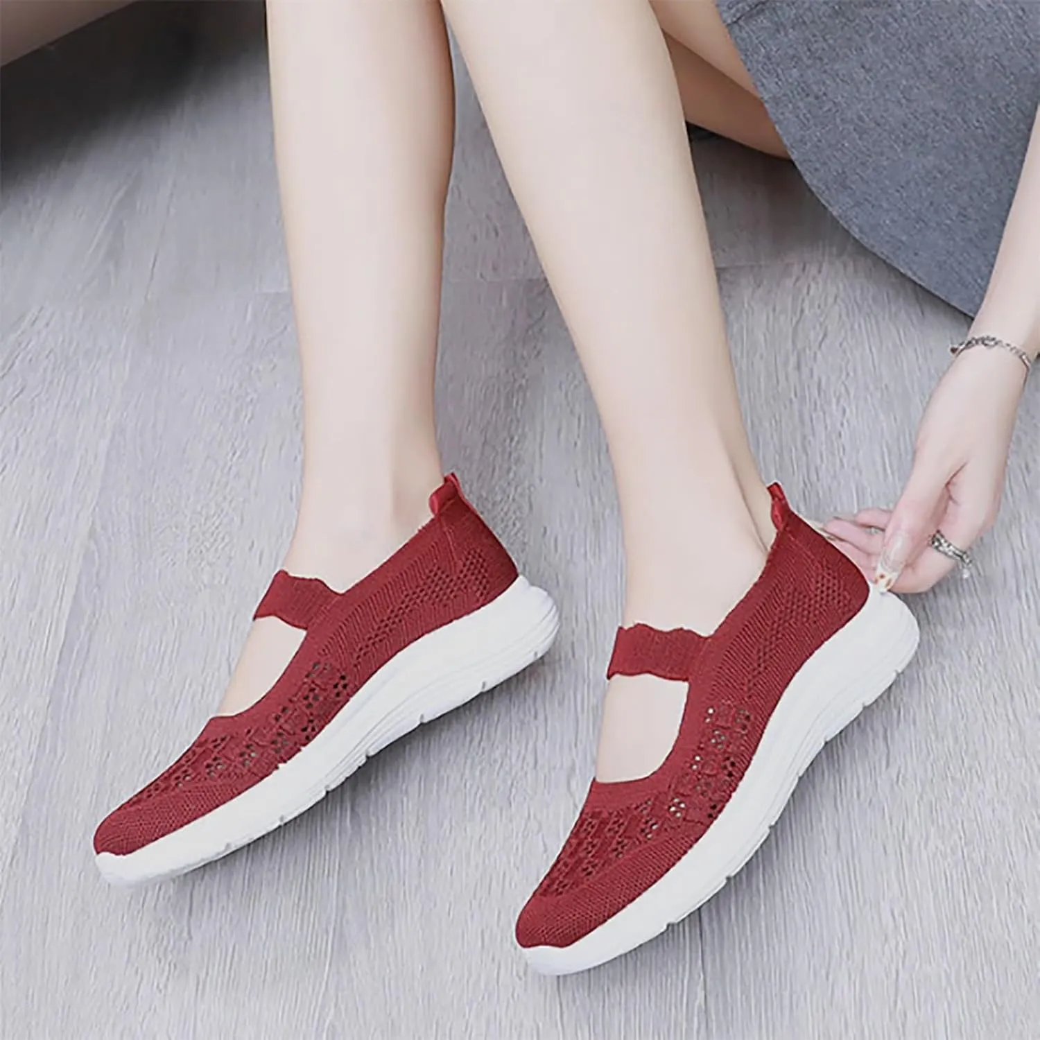 Women Slip-On Trainers Ladies Walking Breathable Casual Work Sneakers Running Orthopedic Shoes Womens Wide Fit Trainer