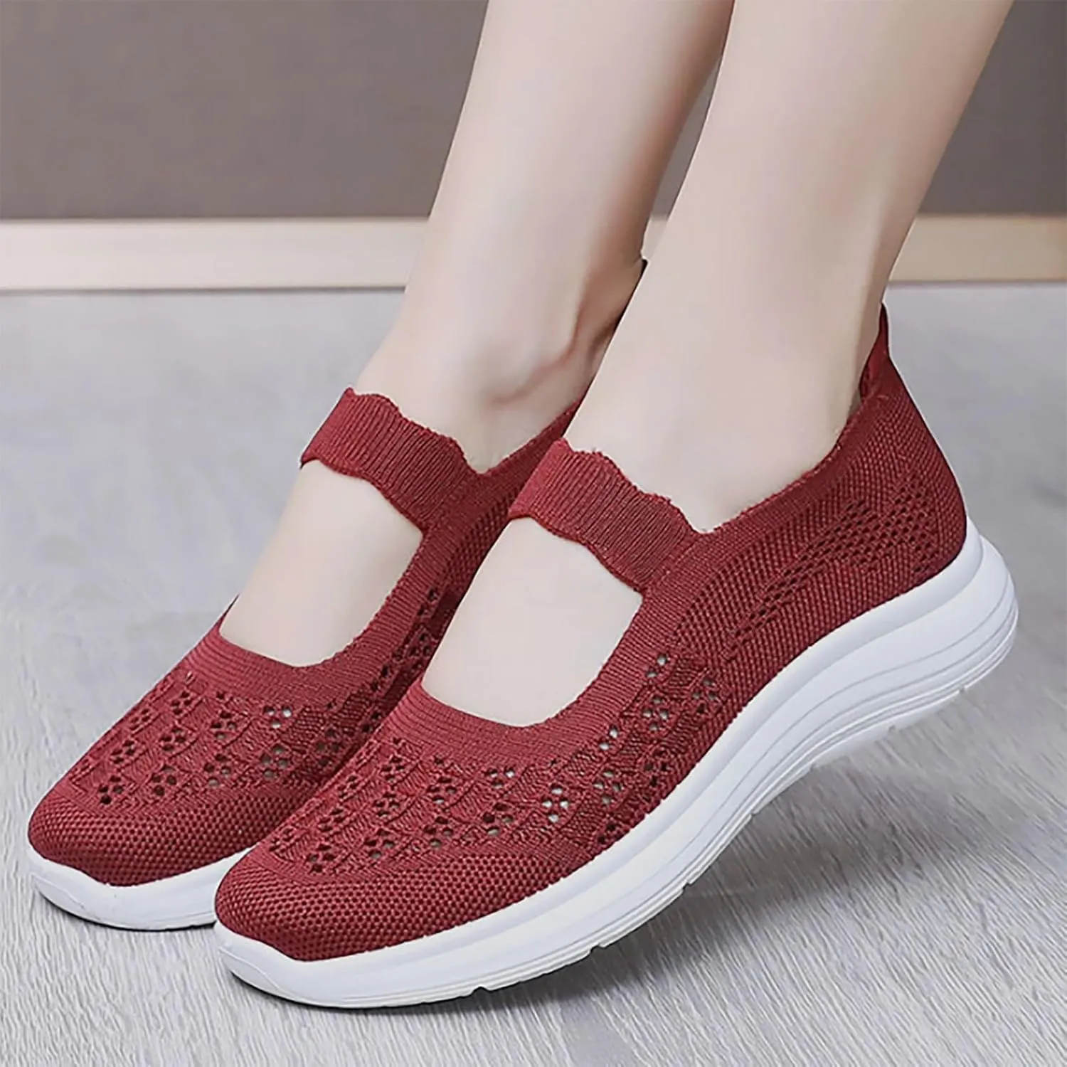 Women Slip-On Trainers Ladies Walking Breathable Casual Work Sneakers Running Orthopedic Shoes Womens Wide Fit Trainer