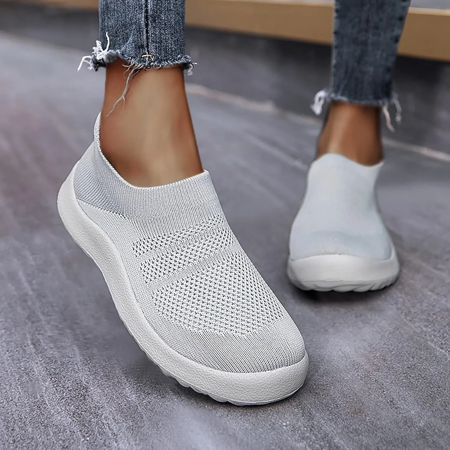 Women Slip On Trainers Running Walking Shoes Sports Sneakers Tennis Jogging Gym Workout Mesh Breathable