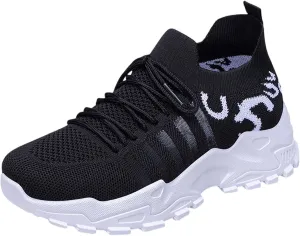 Women Trainer, Ladies Running Shoes Gym Athletic Sports Sneakers Casual Breathable Walking Jogging Shoe Lace up Flat