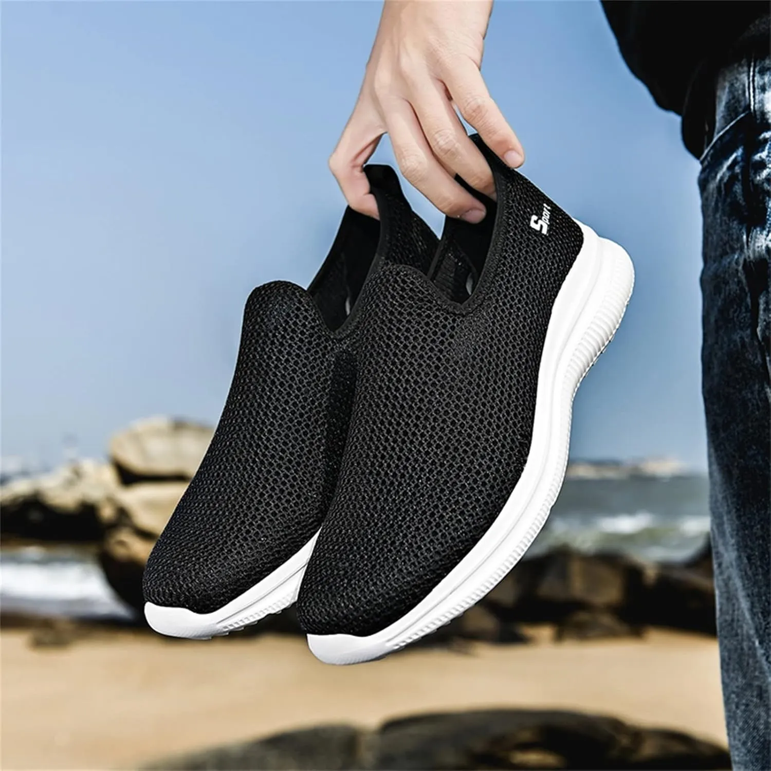 Women's Athletic Walking Shoes Slip On Casual Mesh Womens Tennis Shoes Fashion Black Casual Shoes Women Shoes Sneakers Steel Toe Tennis Shoe White Loafers
