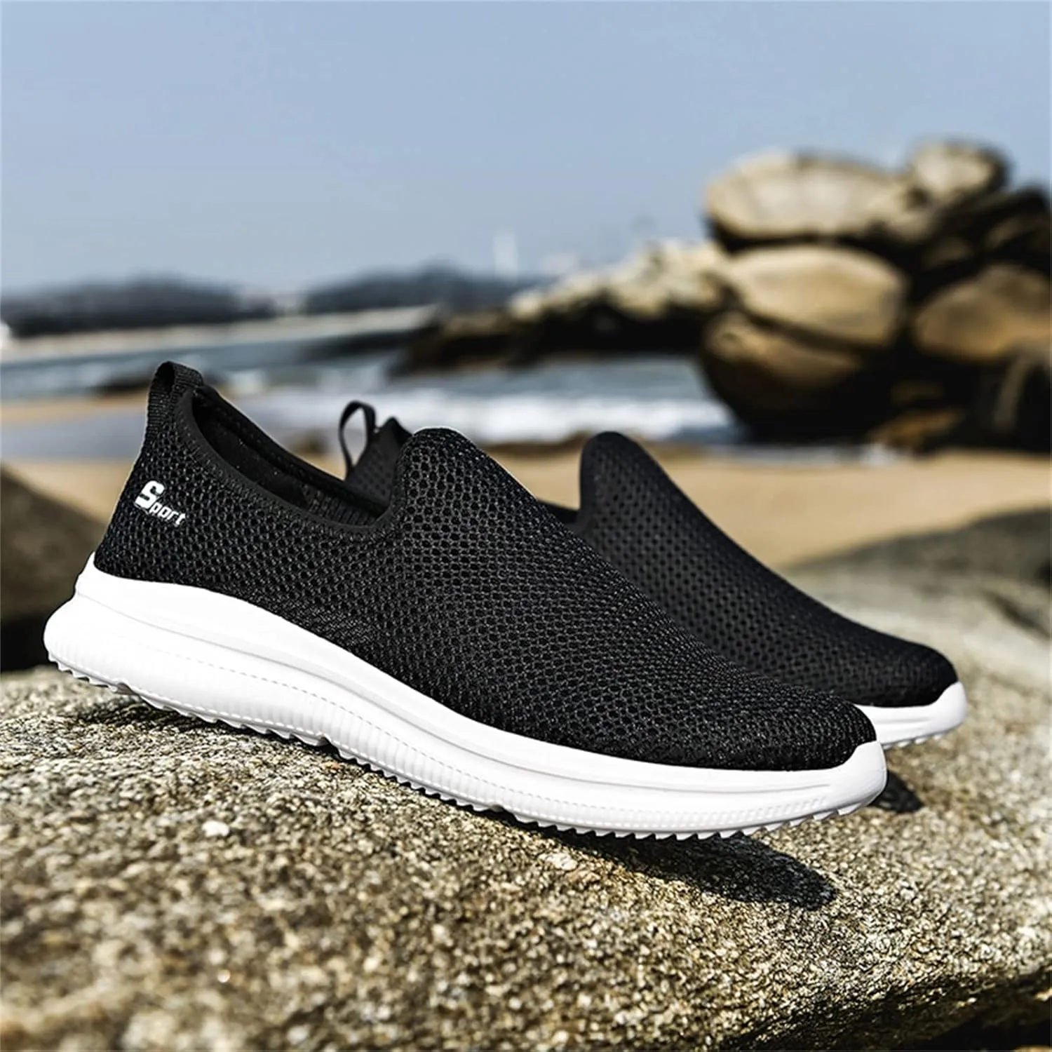 Women's Athletic Walking Shoes Slip On Casual Mesh Womens Tennis Shoes Fashion Black Casual Shoes Women Shoes Sneakers Steel Toe Tennis Shoe White Loafers