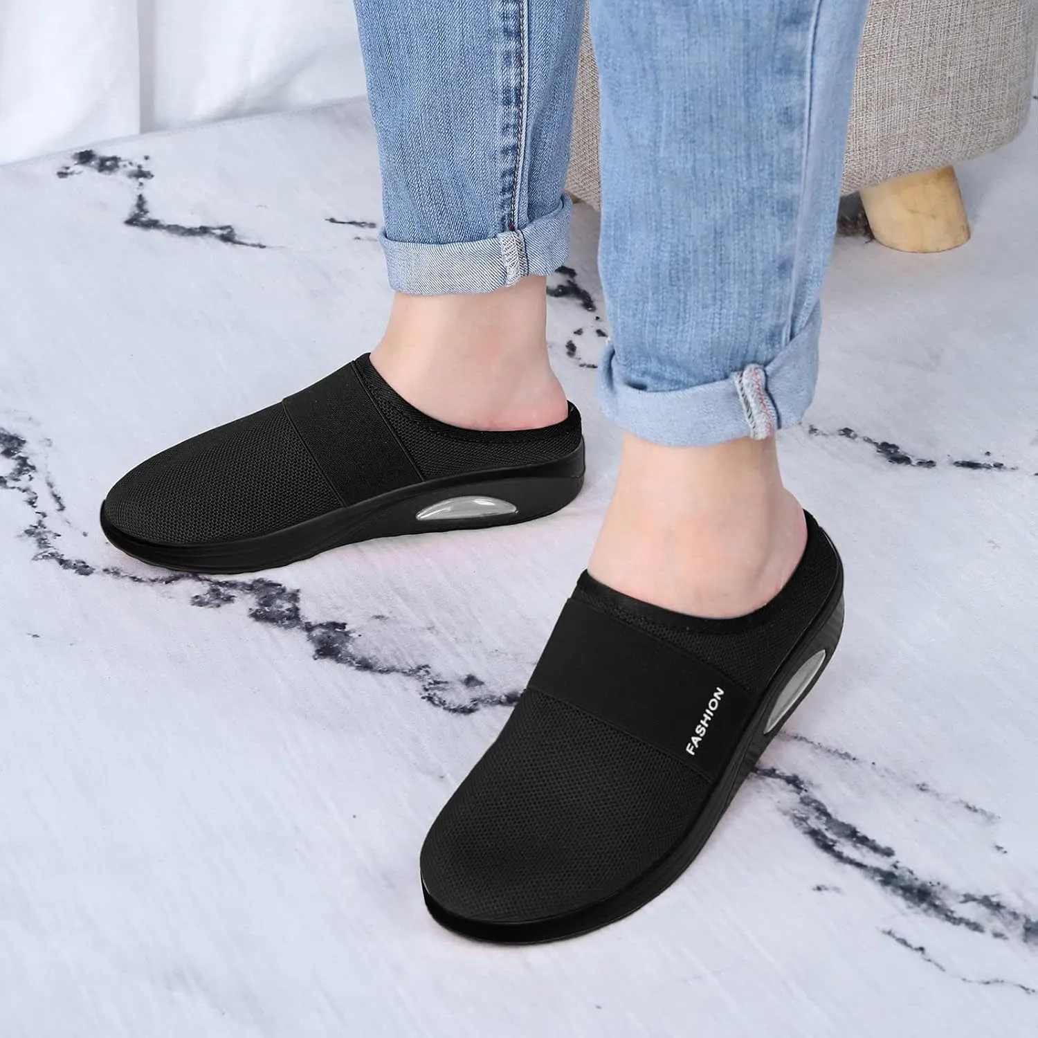 Women's Backless Slip on Mesh Sneakers Shoes Mens Casual Shoes Arch Support Women's Casual Shoes Women Shoes Sneakers White Tennis Shoe Trainers Shoe