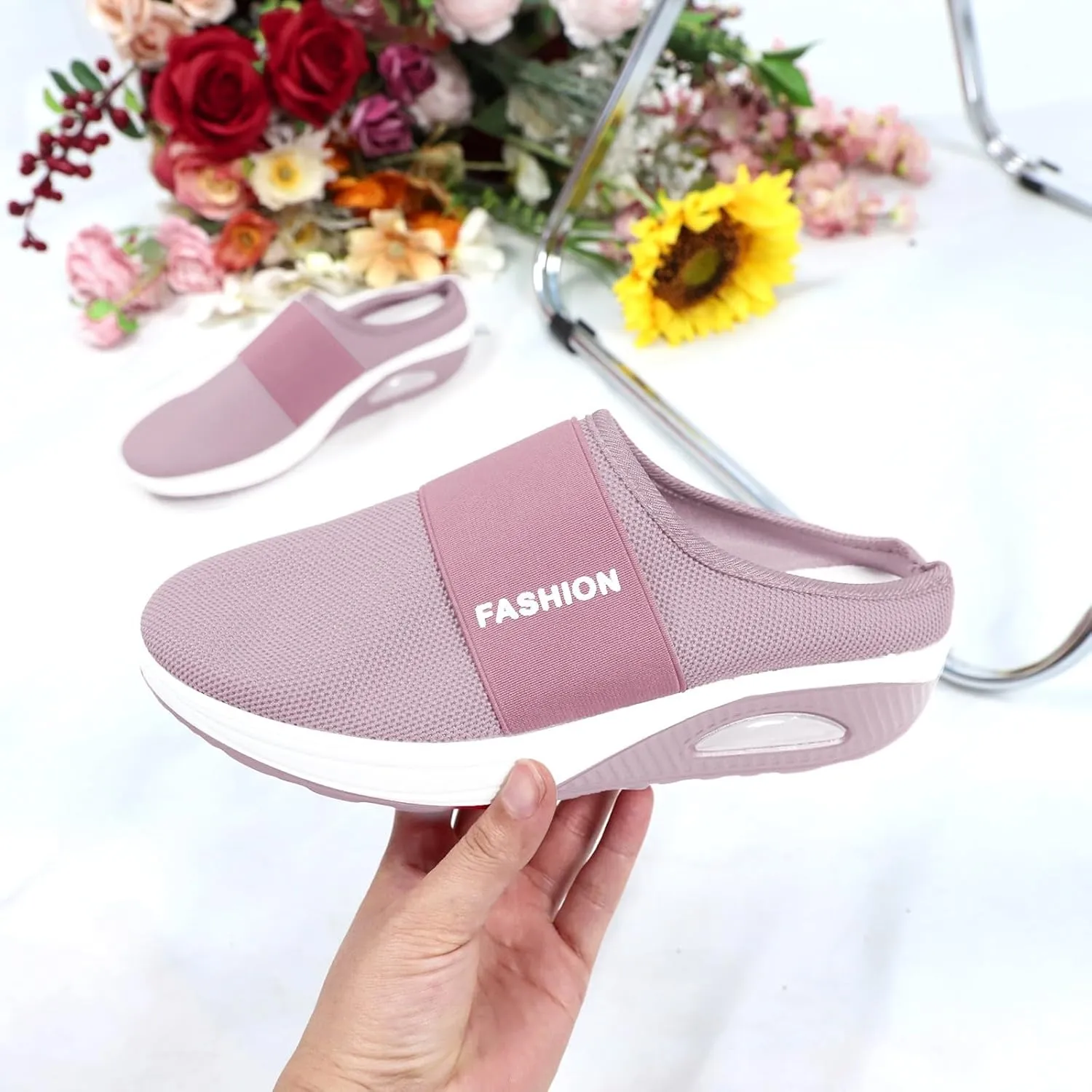 Women's Backless Slip on Mesh Sneakers Shoes Mens Dress Shoes Fashion Casual Slip On Shoes Women's Fashion Sneakers White Tennis Shoe Trainers Shoe
