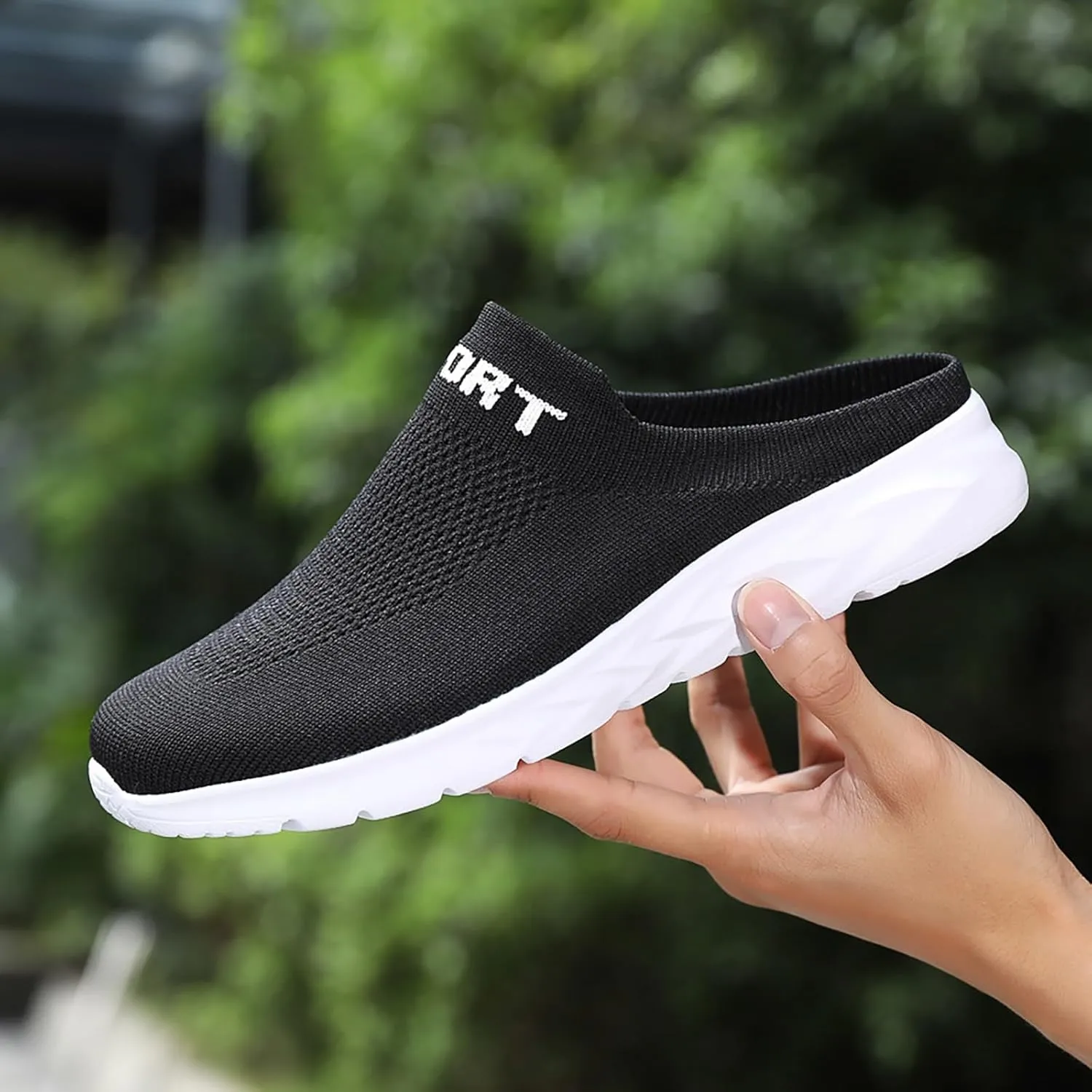 Women's Backless Slip on Mesh Sneakers Shoes Womens Running Shoes Casual Business Casual Shoes Black Platform Sneaker Red Tennis Shoe White Loafers
