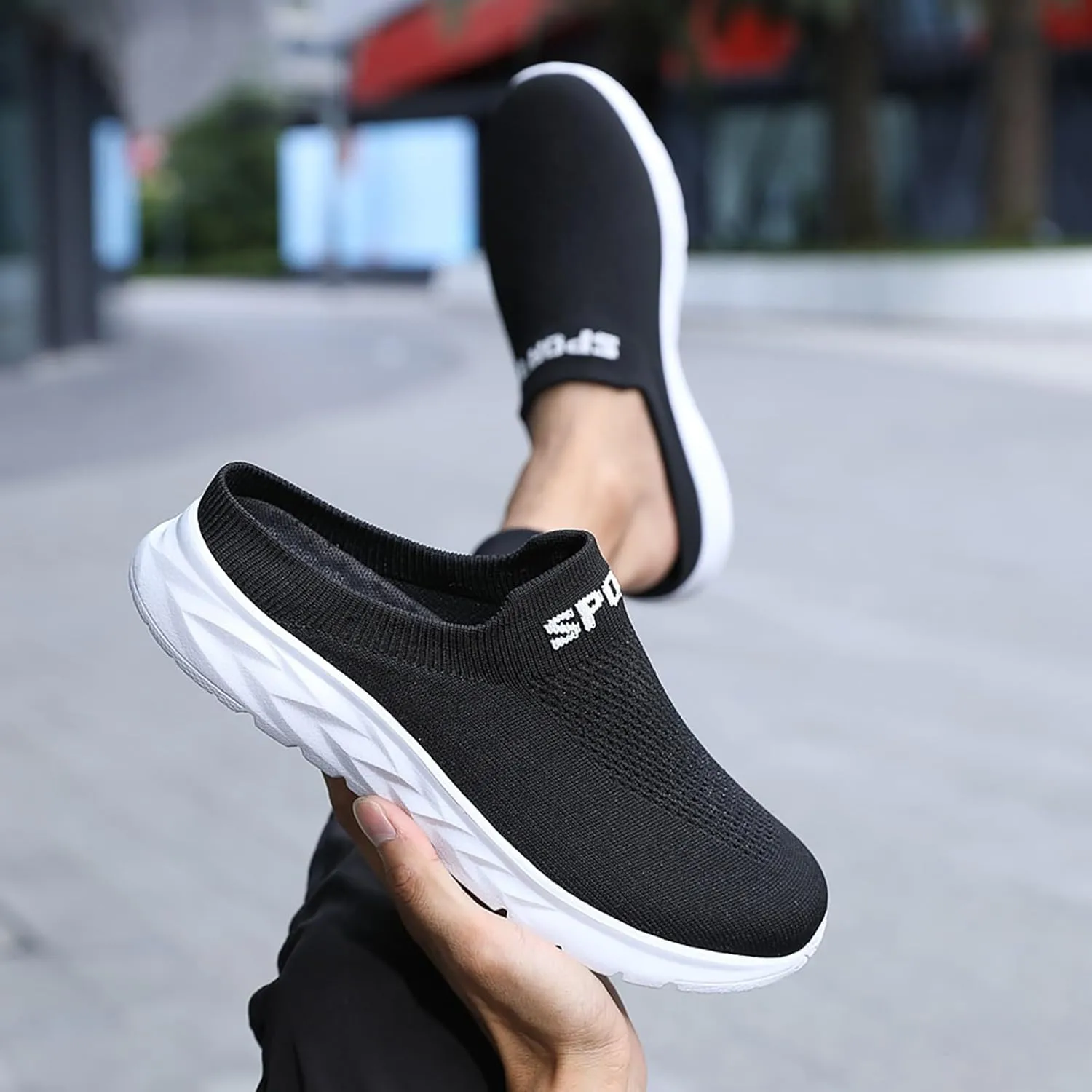 Women's Backless Slip on Mesh Sneakers Shoes Womens Running Shoes Casual Business Casual Shoes Black Platform Sneaker Red Tennis Shoe White Loafers