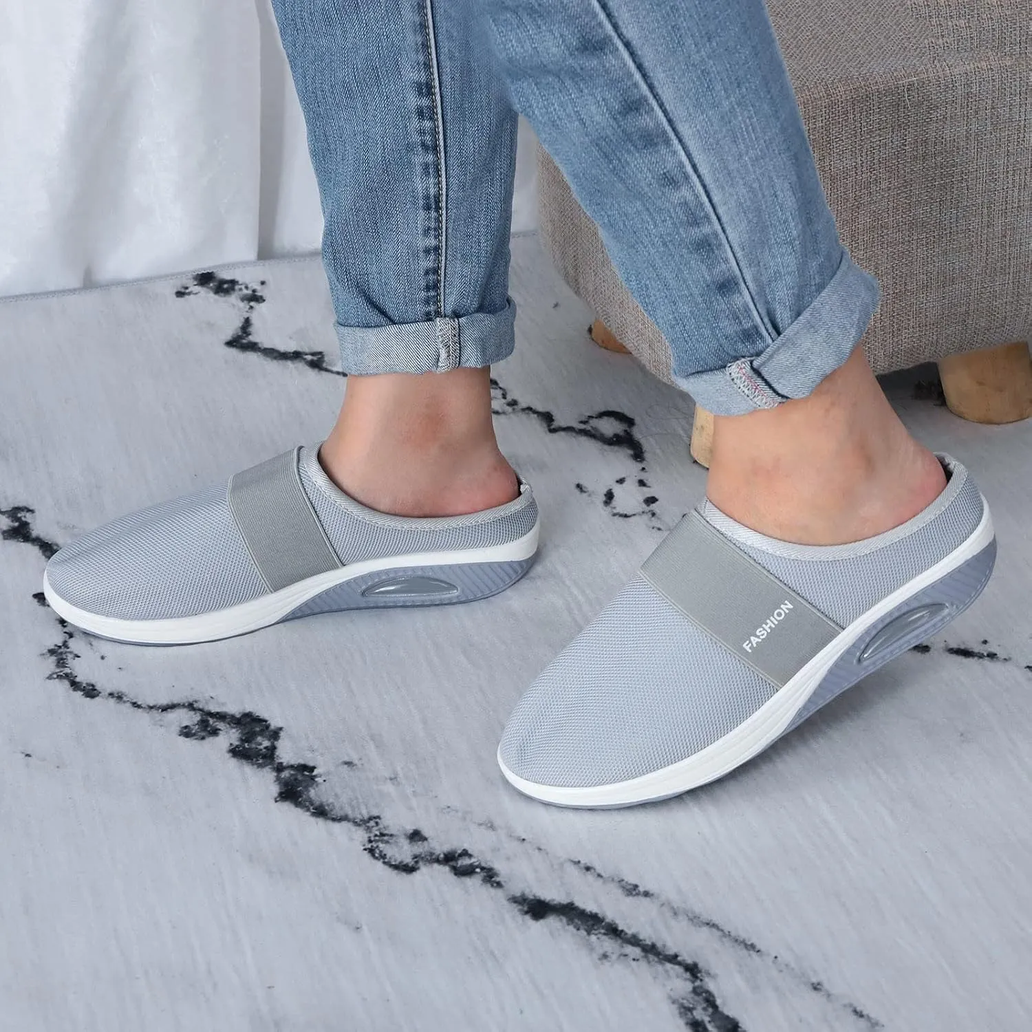 Women's Backless Slip on Mesh Sneakers Shoes Womens Running Shoes Comfortable Men Casual Dress Shoes Platform Sneakers Waterproof Tennis Shoe Cross Trainer Shoe