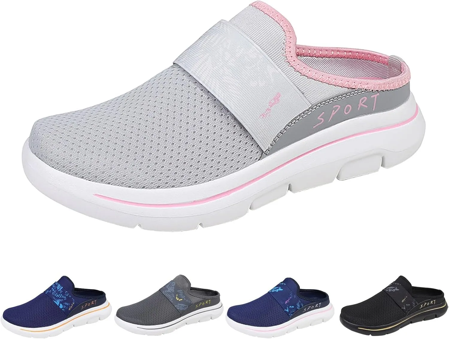 Women's Backless Slip on Mesh Sneakers Shoes Womens Tennis Shoes Arch Support Casual Shoes Trendy Men's Fashion Sneakers Steel Toe Tennis Shoe Loafers Shoe