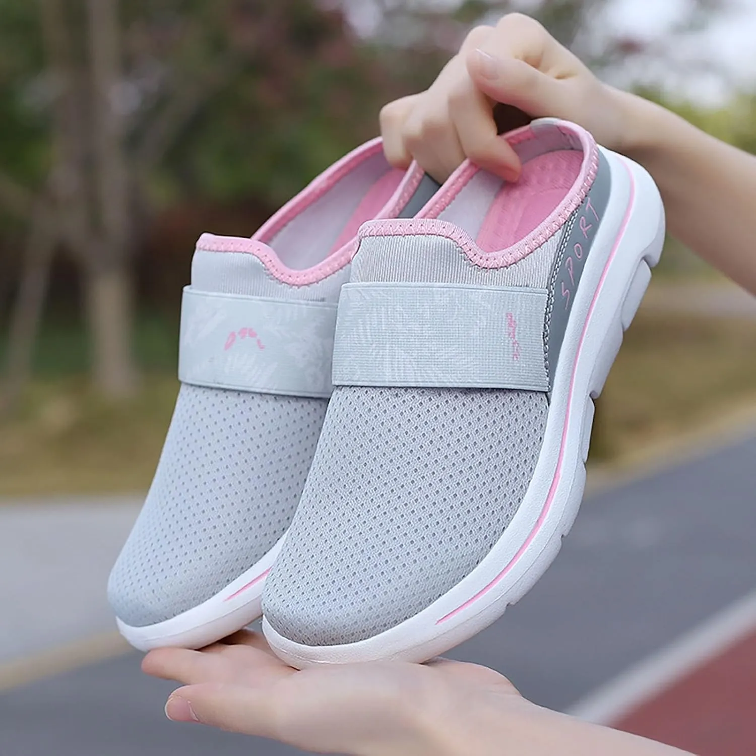 Women's Backless Slip on Mesh Sneakers Shoes Womens Tennis Shoes Arch Support Casual Shoes Trendy Men's Fashion Sneakers Steel Toe Tennis Shoe Loafers Shoe