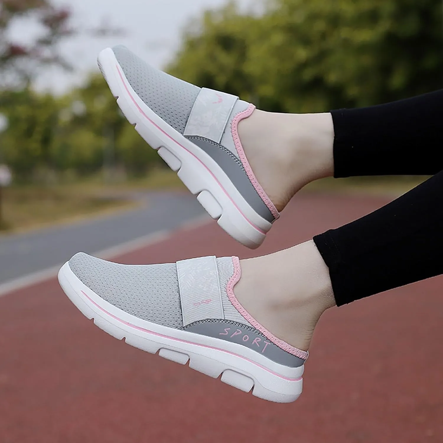 Women's Backless Slip on Mesh Sneakers Shoes Womens Tennis Shoes Arch Support Casual Shoes Trendy Men's Fashion Sneakers Steel Toe Tennis Shoe Loafers Shoe
