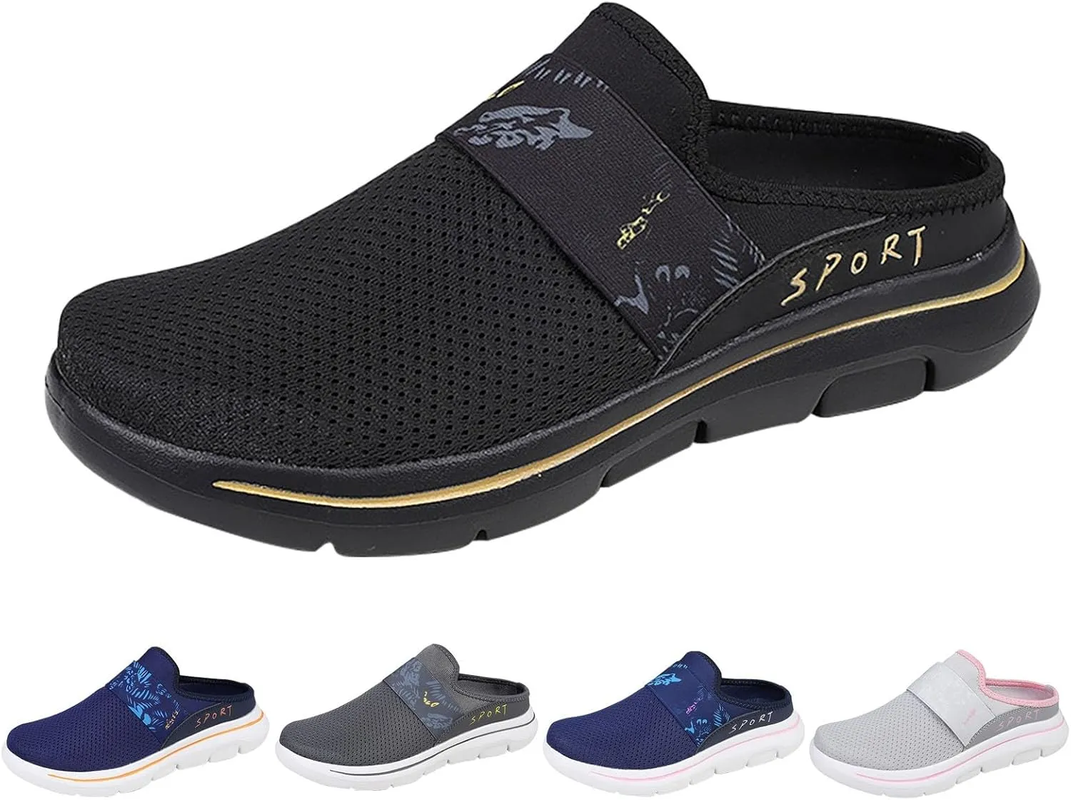 Womens Backless Sneakers Mesh Slip-on Mule Shoes Slip On Shoes Women Arch Support Men Casual Shoes Fashion Sneakers 2025 Waterproof Tennis Shoe Trainers Shoe