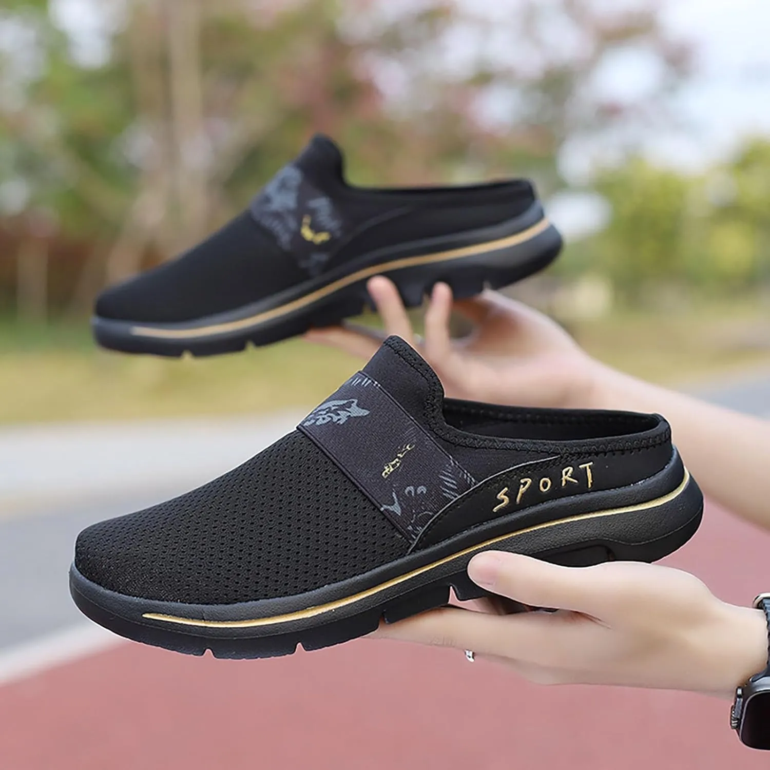 Womens Backless Sneakers Mesh Slip-on Mule Shoes Slip On Shoes Women Arch Support Men Casual Shoes Fashion Sneakers 2025 Waterproof Tennis Shoe Trainers Shoe