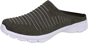 Womens Backless Sneakers Mesh Slip-on Mule Shoes Slip On Shoes Women Wide Width Shoes Casual Slip On Sneakers Brown Tennis Shoe Cross Trainer Shoe