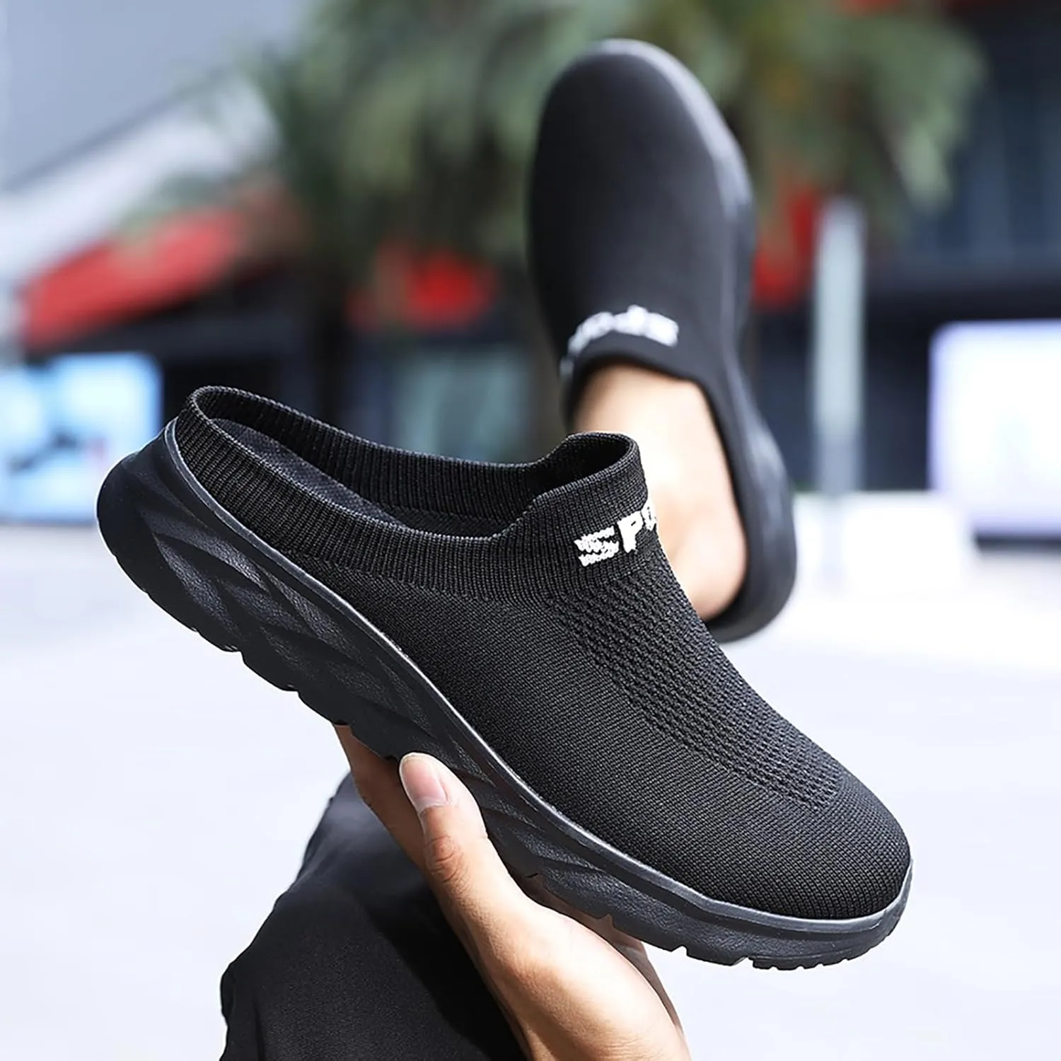 Womens Backless Sneakers Mesh Slip-on Mule Shoes Tennis Shoes Men Fashion Woman Shoes Casual Brown Sneakers Red Tennis Shoe Loafers Casual Slip On