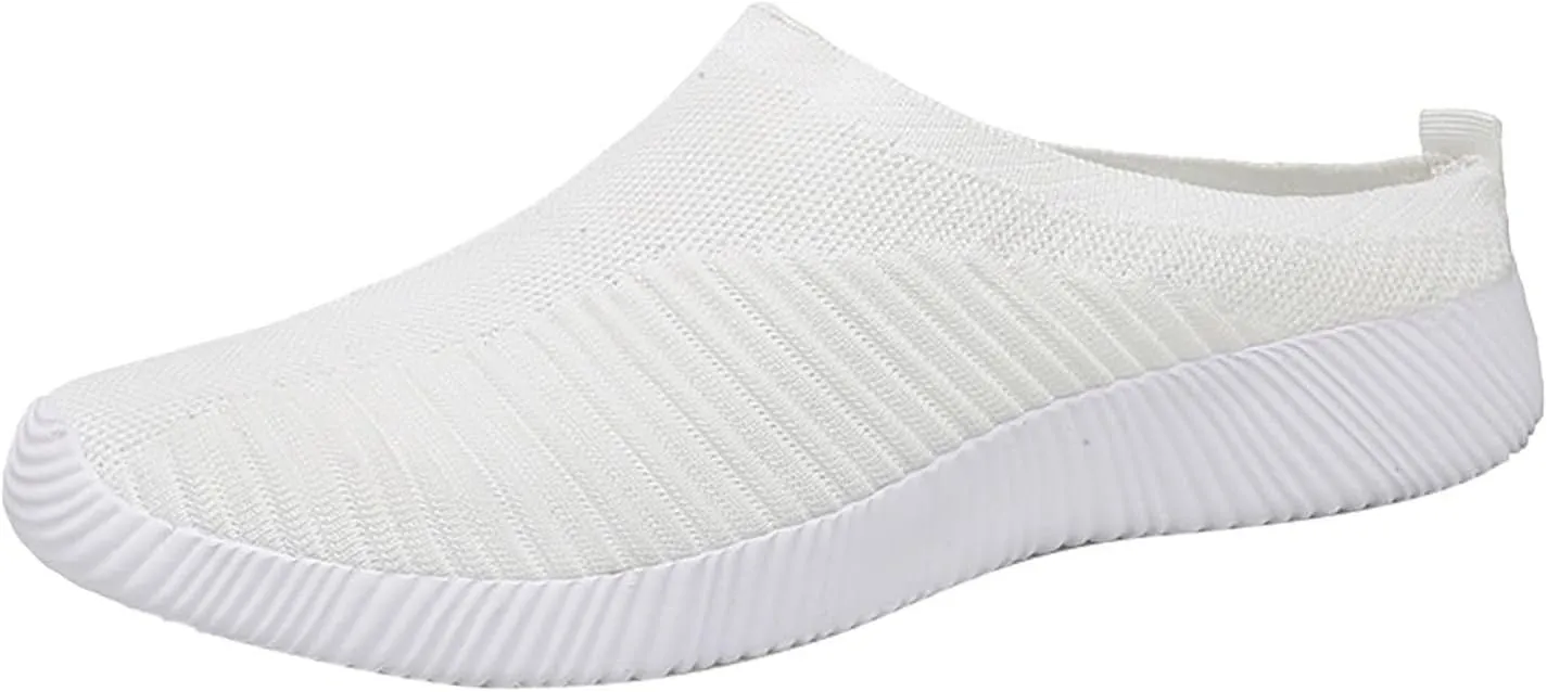 Womens Backless Sneakers Mesh Slip-on Mule Shoes Womens Tennis Shoes Wide Width Slip On Shoes Casual Women Shoes Sneakers Steel Toe Tennis Shoe Loafers Casual Slip On