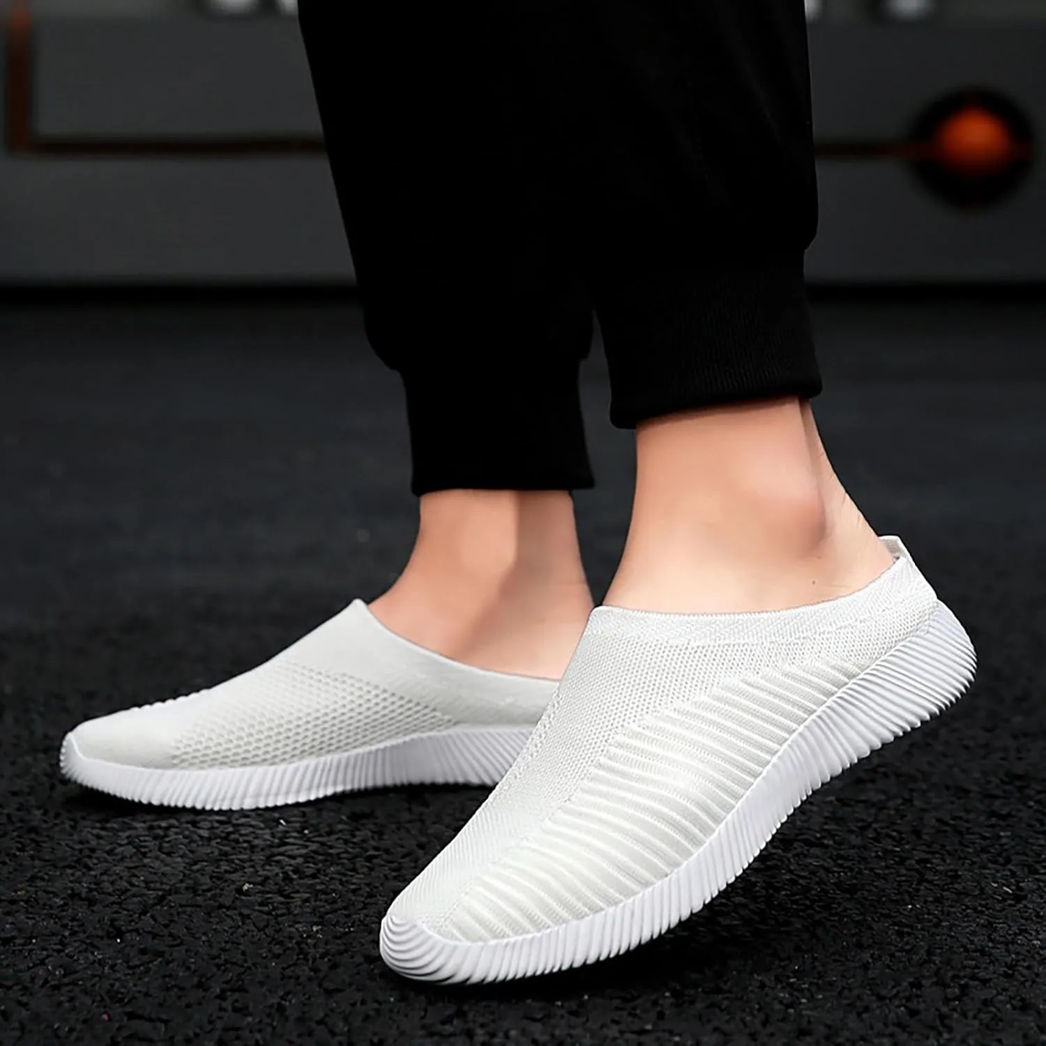 Womens Backless Sneakers Mesh Slip-on Mule Shoes Womens Tennis Shoes Wide Width Slip On Shoes Casual Women Shoes Sneakers Steel Toe Tennis Shoe Loafers Casual Slip On
