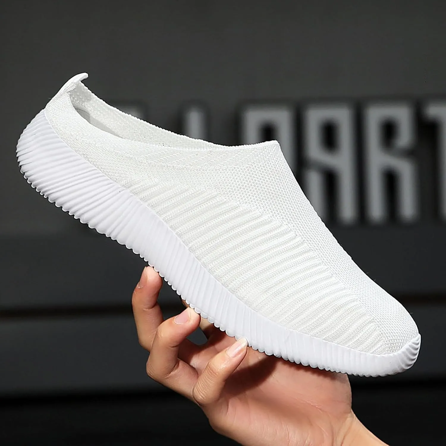 Womens Backless Sneakers Mesh Slip-on Mule Shoes Womens Tennis Shoes Wide Width Slip On Shoes Casual Women Shoes Sneakers Steel Toe Tennis Shoe Loafers Casual Slip On