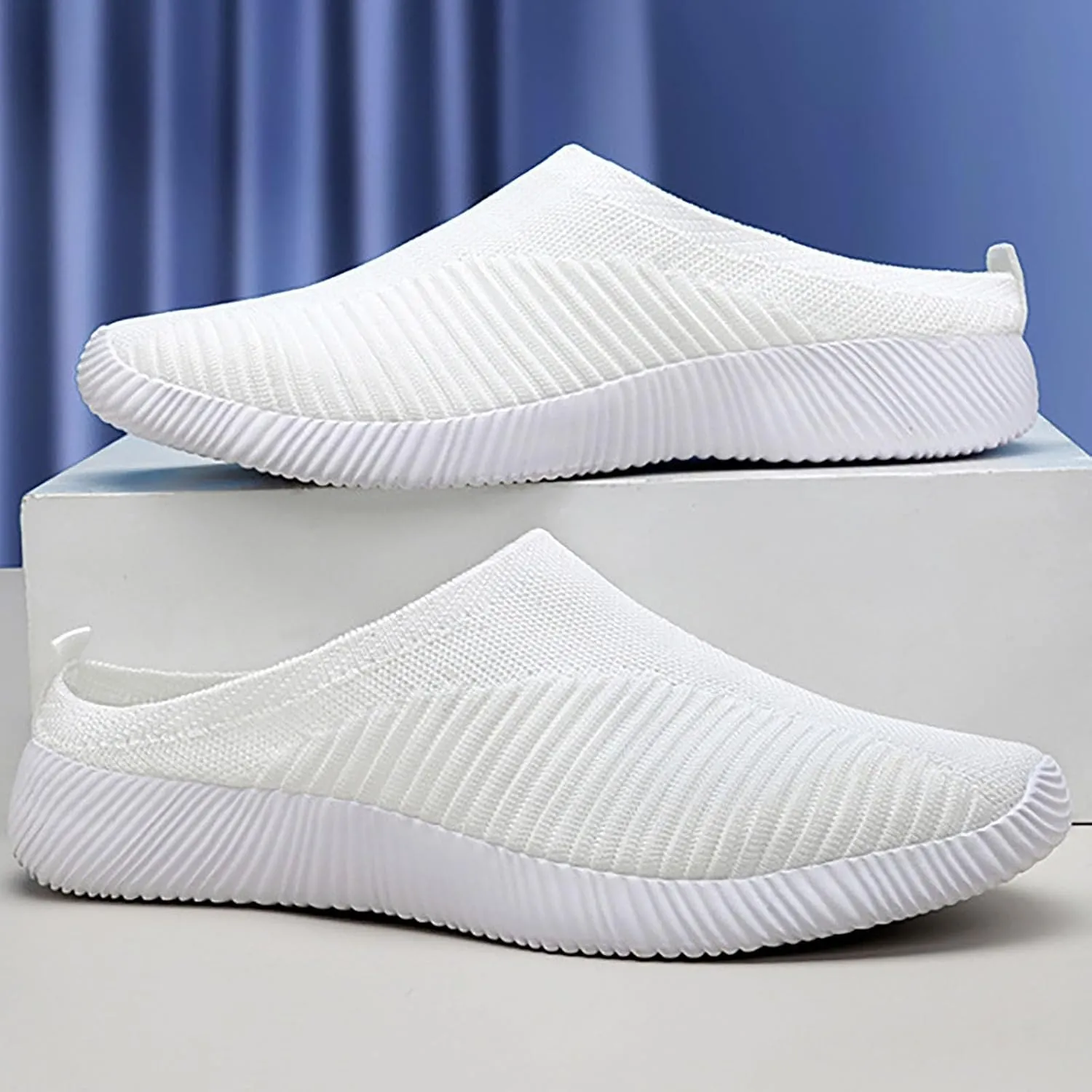 Womens Backless Sneakers Mesh Slip-on Mule Shoes Womens Tennis Shoes Wide Width Slip On Shoes Casual Women Shoes Sneakers Steel Toe Tennis Shoe Loafers Casual Slip On