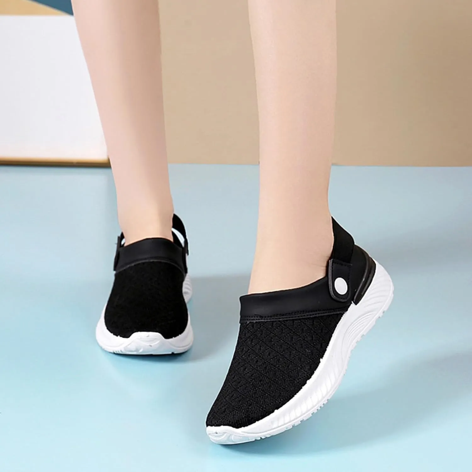 Women's Backless Walking Sneakers Summer Slip-on Walking Shoes Women Fashion Casual Shoes Slip On Walking Sneakers Steel Toe Tennis Shoe Loafers Dress Shoe