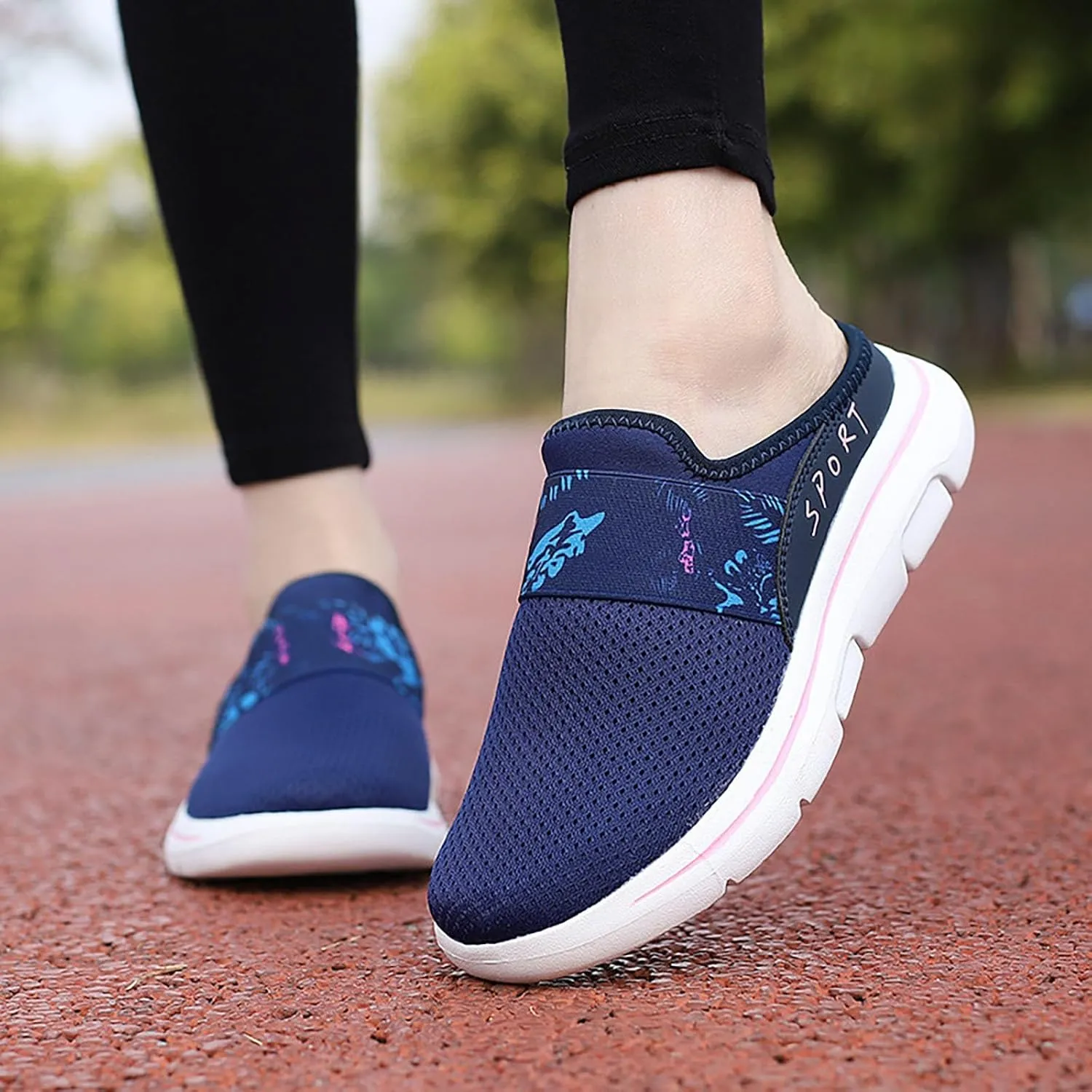 Womens Breathable Mesh Walking Mules Sneakers Mens Dress Shoes Arch Support Men Shoes Casual Dress Sneakers Slip On Tennis Shoe Loafers Casual Slip On