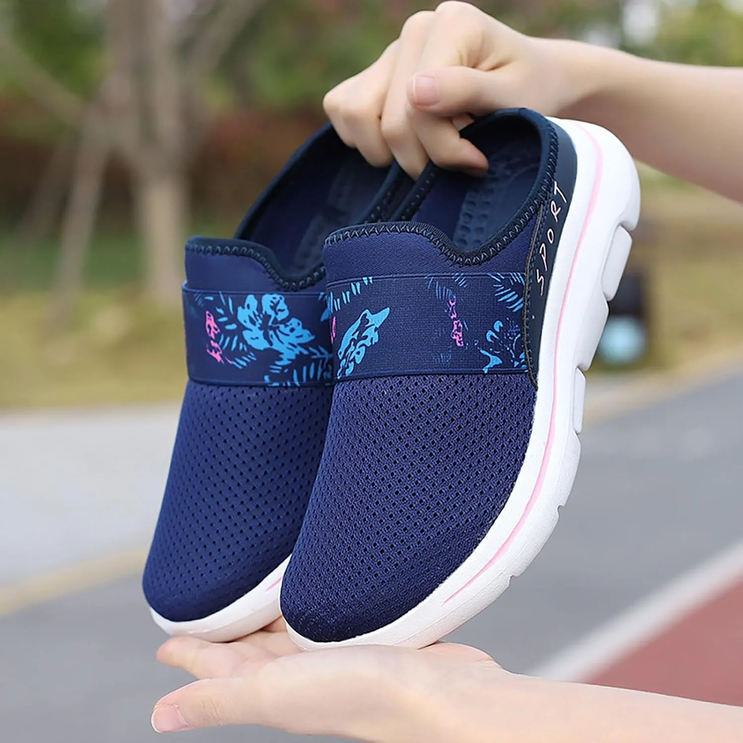 Womens Breathable Mesh Walking Mules Sneakers Mens Dress Shoes Arch Support Men Shoes Casual Dress Sneakers Slip On Tennis Shoe Loafers Casual Slip On
