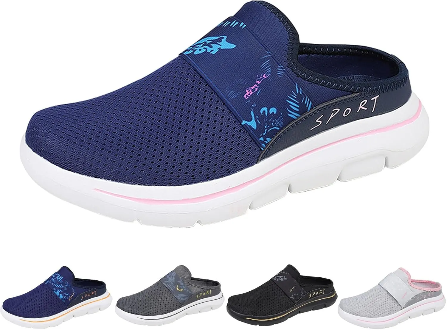 Womens Breathable Mesh Walking Mules Sneakers Mens Dress Shoes Arch Support Men Shoes Casual Dress Sneakers Slip On Tennis Shoe Loafers Casual Slip On