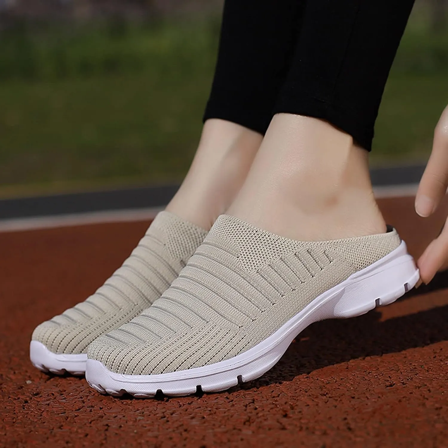 Womens Breathable Mesh Walking Mules Sneakers Tennis Shoes Men Food Service Shoes Dressy Casual Waterproof Sneakers Steel Toe Tennis Shoe Cross Trainer Shoe