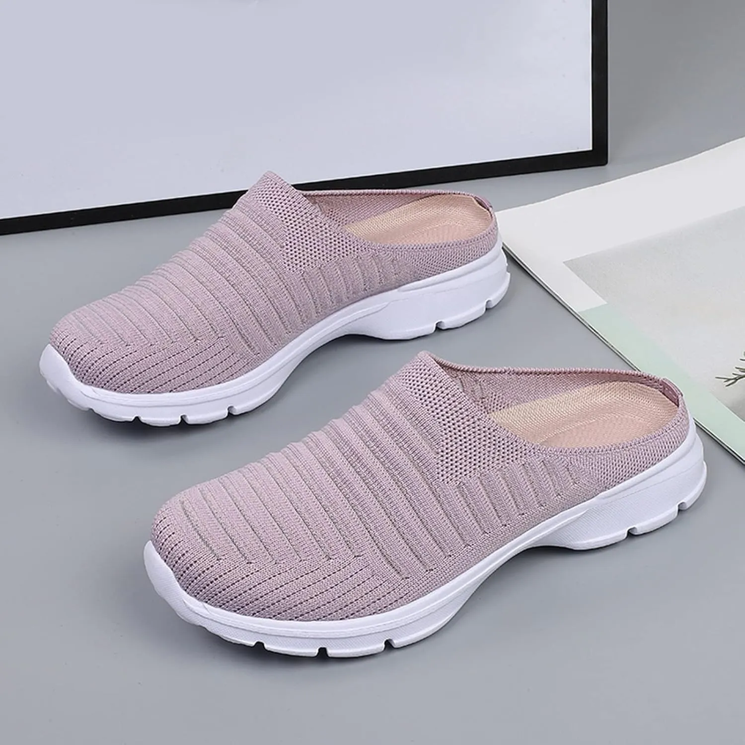 Womens Breathable Mesh Walking Mules Sneakers Tennis Shoes Men Food Service Shoes Dressy Casual Waterproof Sneakers Steel Toe Tennis Shoe Cross Trainer Shoe