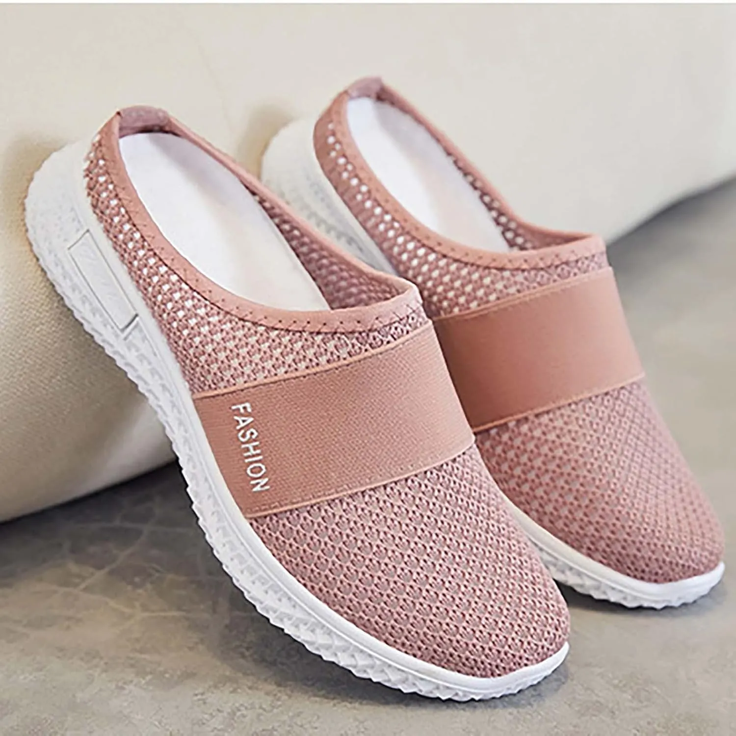 Women's Casual Slip on Half Shoes Breathable Tennis Shoes Womens Wide Width Women Casual Shoes Platform Sneakers Red Tennis Shoe Loafers Casual Slip On