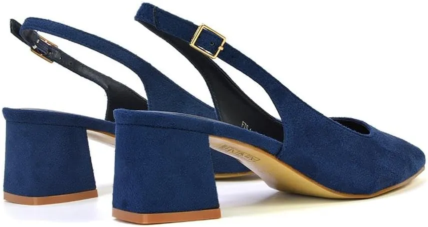 Womens Court Shoes Ladies Block Low Heel Point Toe Slingback Evening Classic Pumps Shoes Size 5-10