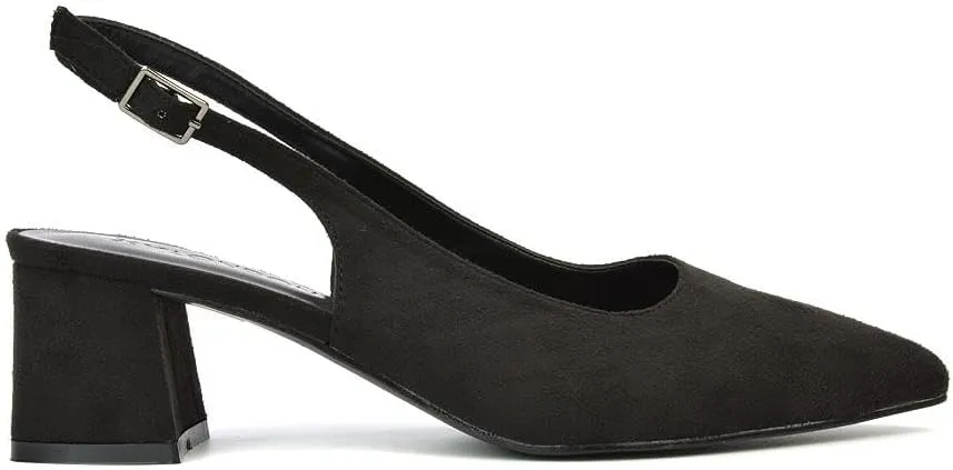 Womens Court Shoes Ladies Block Low Heel Point Toe Slingback Evening Classic Pumps Shoes Size 5-10