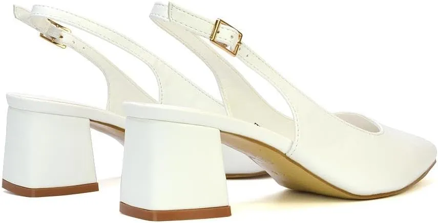 Womens Court Shoes Ladies Block Low Heel Point Toe Slingback Evening Classic Pumps Shoes Size 5-10
