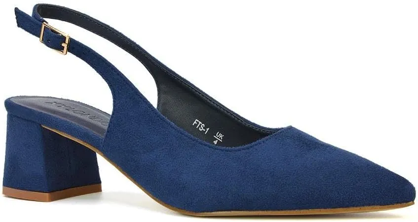 Womens Court Shoes Ladies Block Low Heel Point Toe Slingback Evening Classic Pumps Shoes Size 5-10
