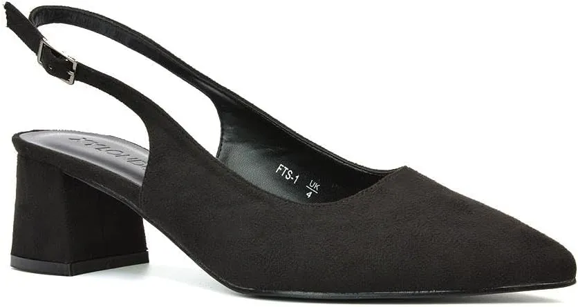 Womens Court Shoes Ladies Block Low Heel Point Toe Slingback Evening Classic Pumps Shoes Size 5-10