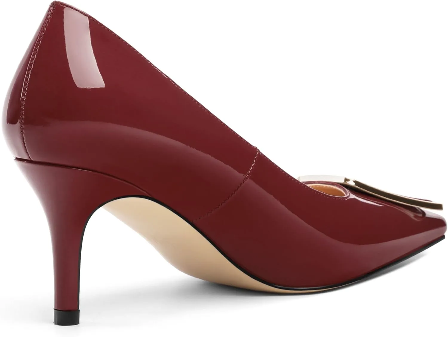 Womens Elegant Pumps, Pointed Toe Heels for Women, Kitten Heel Wedding Shoes, Slip on, Square Buckle, Solid Color, Sexy Stilettos for Ladies 2.5in