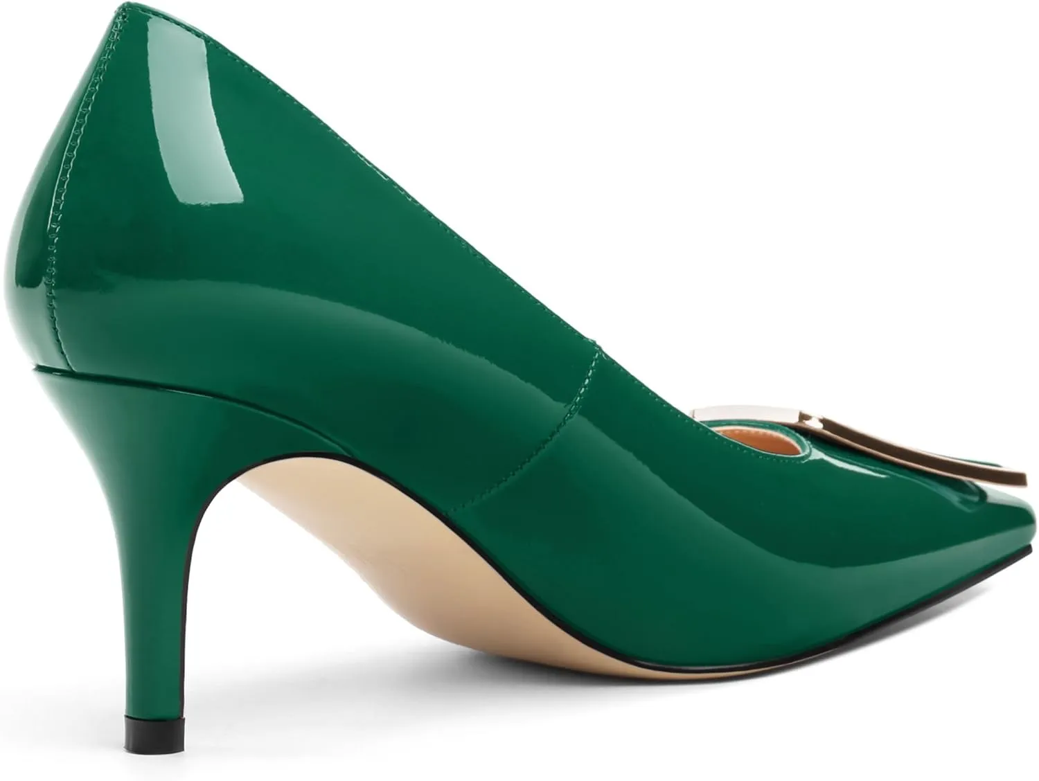 Womens Elegant Pumps, Pointed Toe Heels for Women, Kitten Heel Wedding Shoes, Slip on, Square Buckle, Solid Color, Sexy Stilettos for Ladies 2.5in