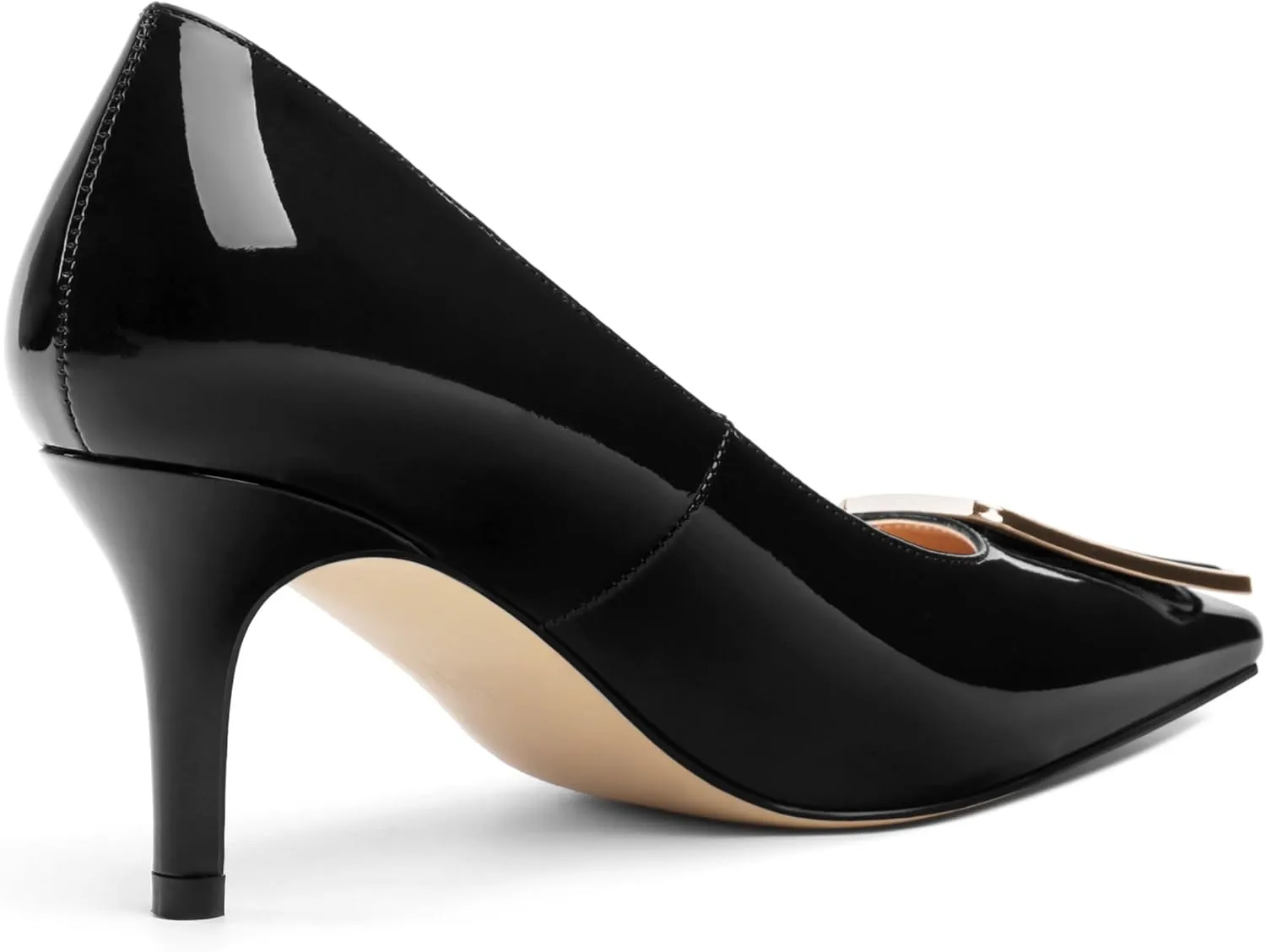 Womens Elegant Pumps, Pointed Toe Heels for Women, Kitten Heel Wedding Shoes, Slip on, Square Buckle, Solid Color, Sexy Stilettos for Ladies 2.5in