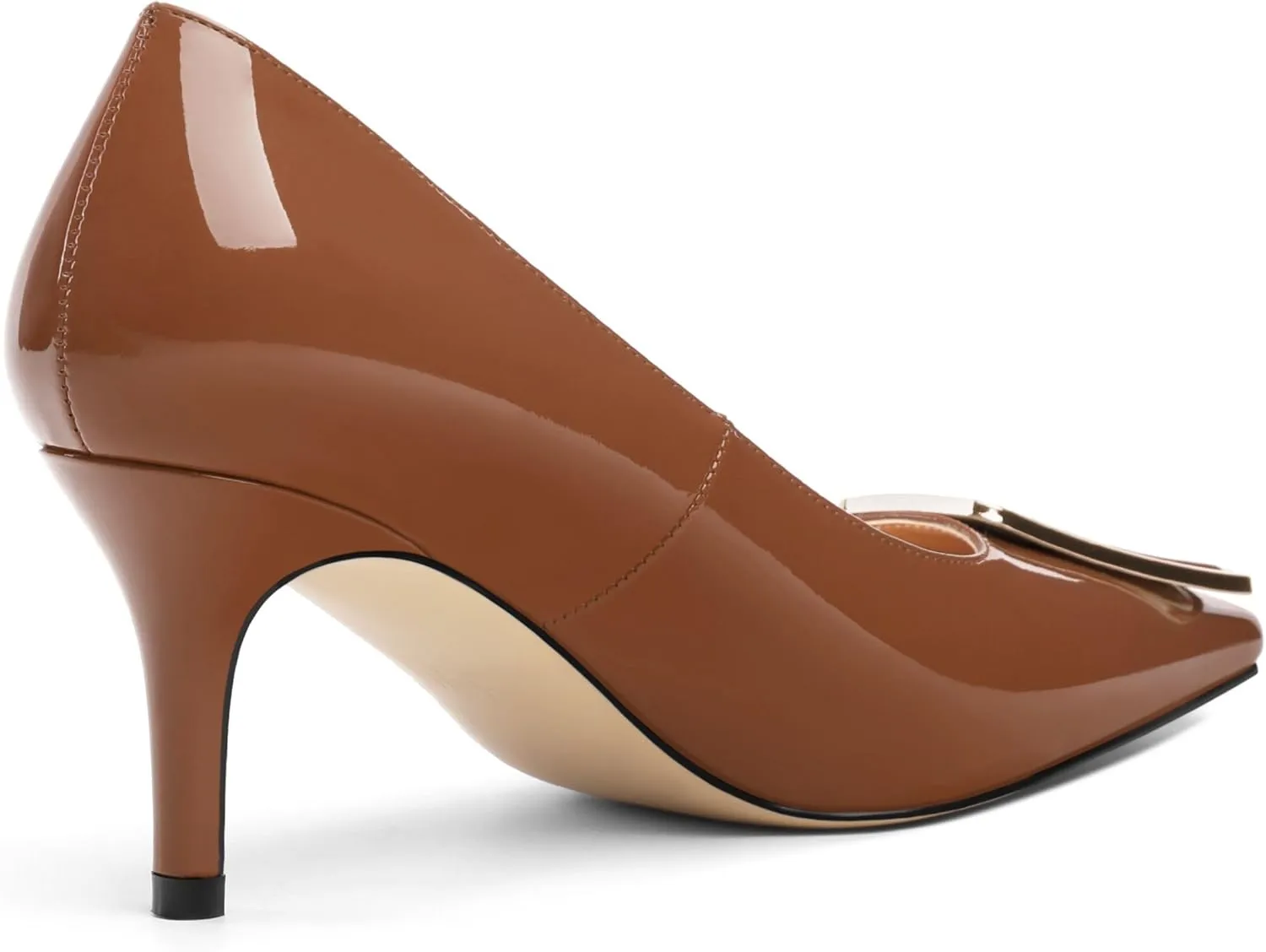 Womens Elegant Pumps, Pointed Toe Heels for Women, Kitten Heel Wedding Shoes, Slip on, Square Buckle, Solid Color, Sexy Stilettos for Ladies 2.5in