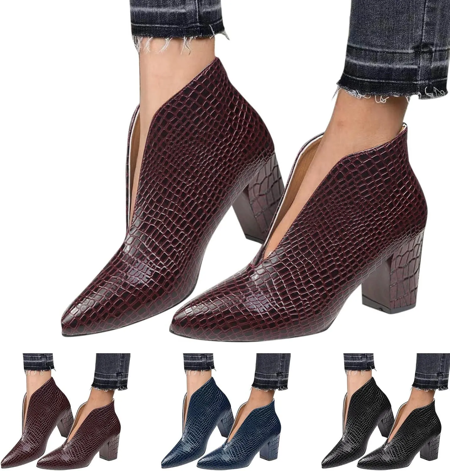 Womens Fall Booties 2024 Leather Ankle Booties Wide Width Ankle Flat Boots for Women Ankle Leather Boots for Women Winter Women's Ankle Boots Wide Toe Navy Ankle Boots for Women