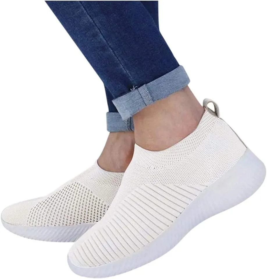 Women's Fashion Sneaker Mesh Slip On Black Non Slip Shoes for Women Comfortable Slip On Tennis Shoes Men Womens Navy Blue Loafers Mens Wide Sneakers